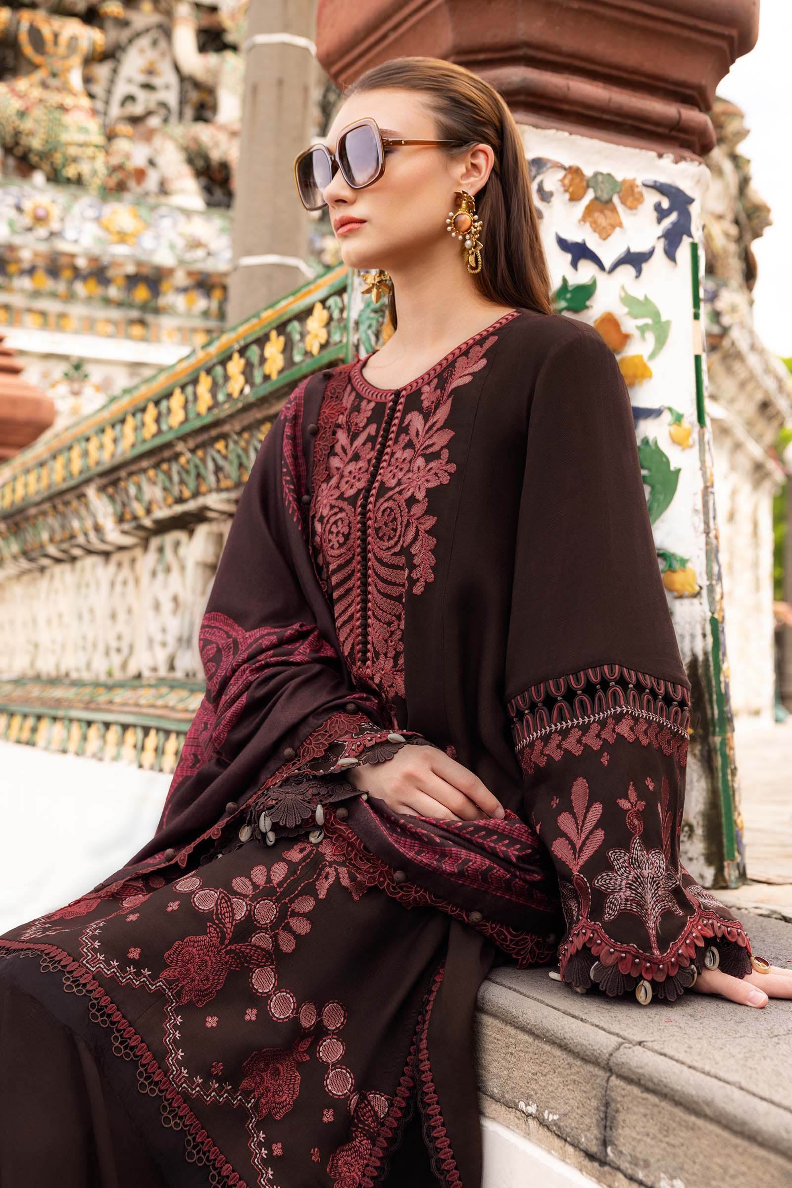 3 Piece Unstitched Embroidered Twill Linen Suit