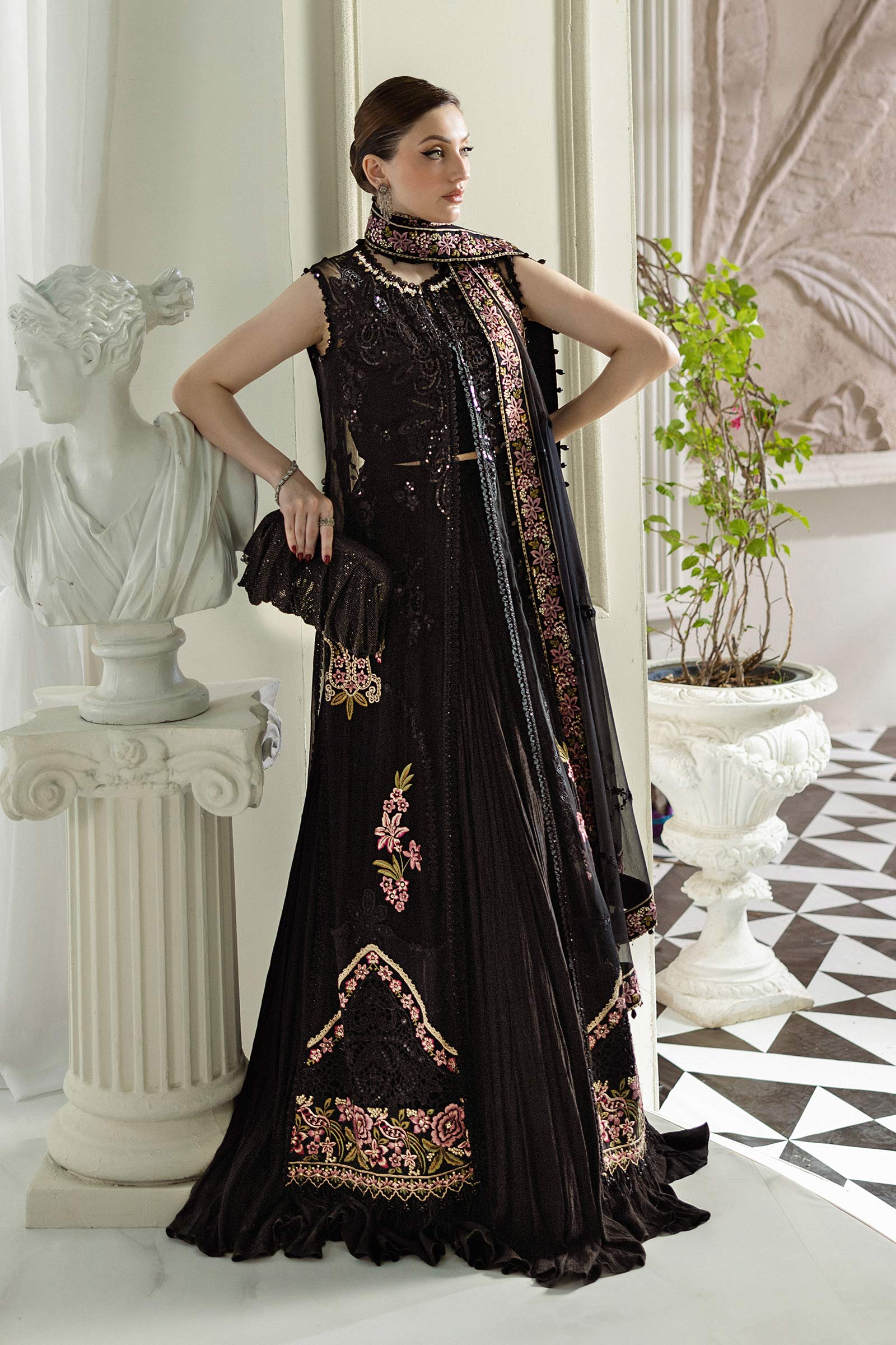 3 Piece Unstitched Embroidered Chiffon Suit | MPC-25-104