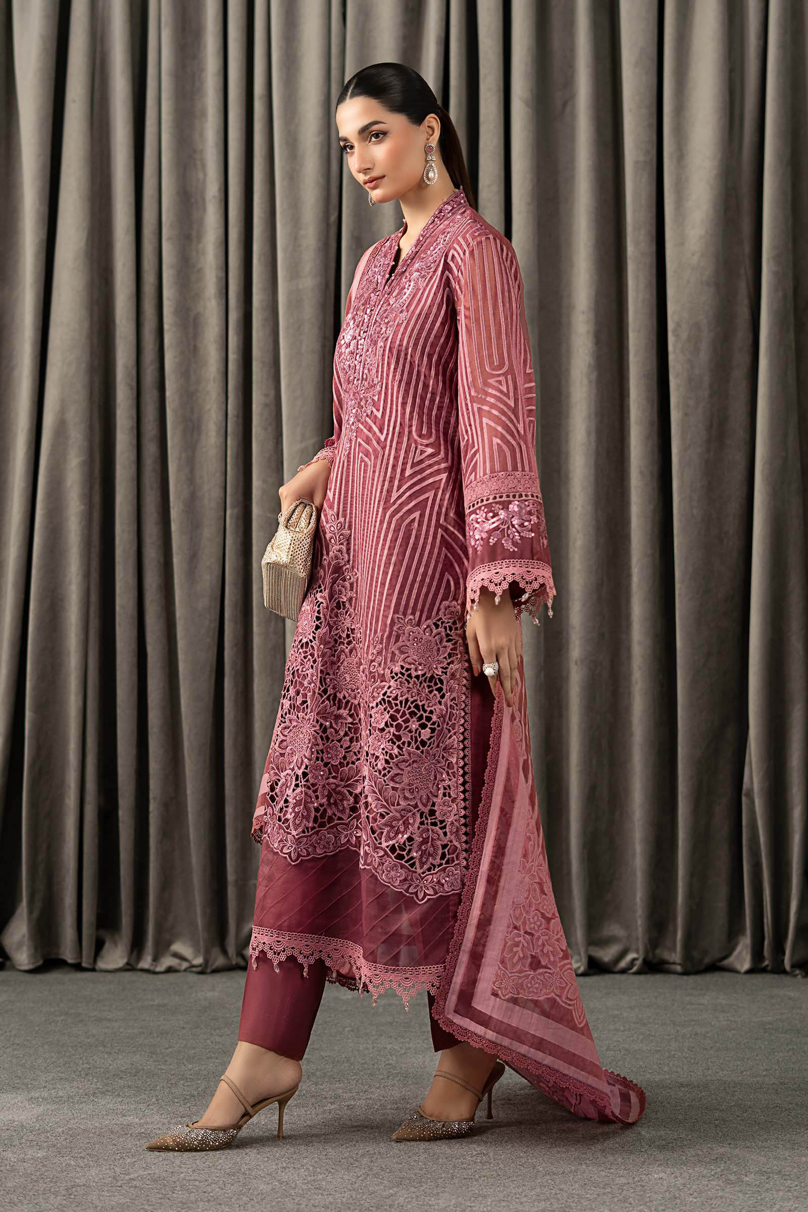 3 Piece Embroidered Organza Suit