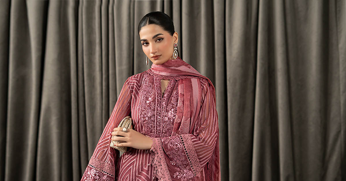 3 Piece Embroidered Organza Suit - WLS1304-SML-API