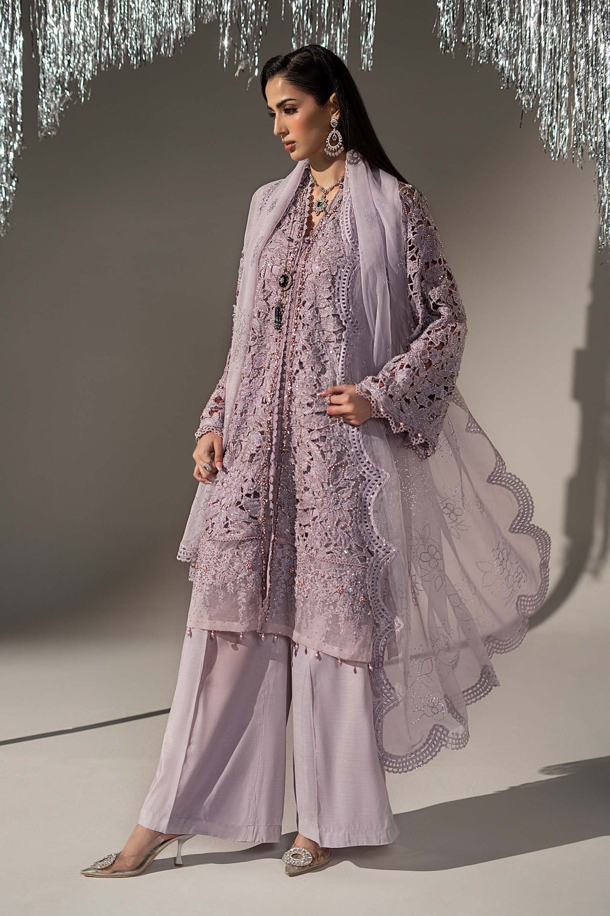 3 Piece Embroidered Organza Suit