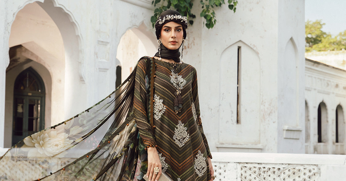 3 Piece Unstitched Embroidered Cambric Suit | MPT-2705-B