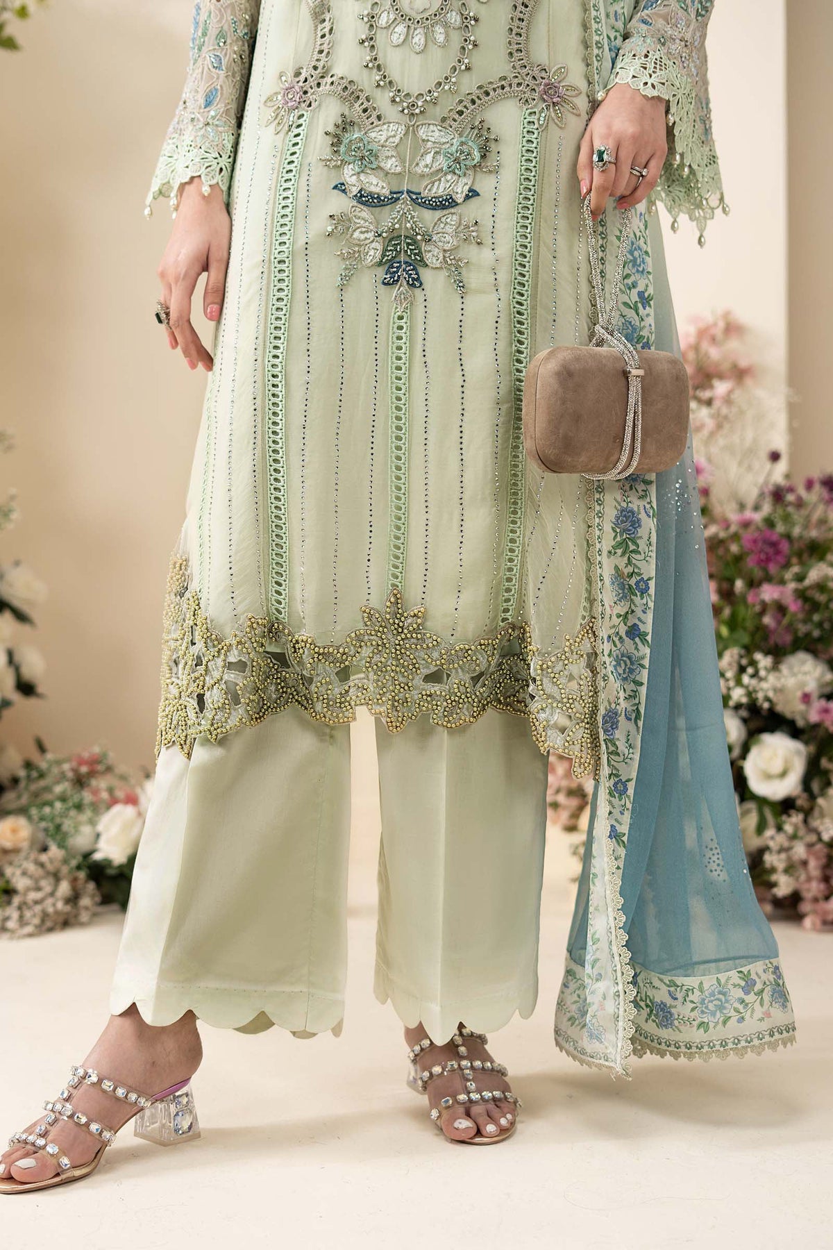 3 Piece Embroidered Chiffon Suit - MCS2605-SML-POG