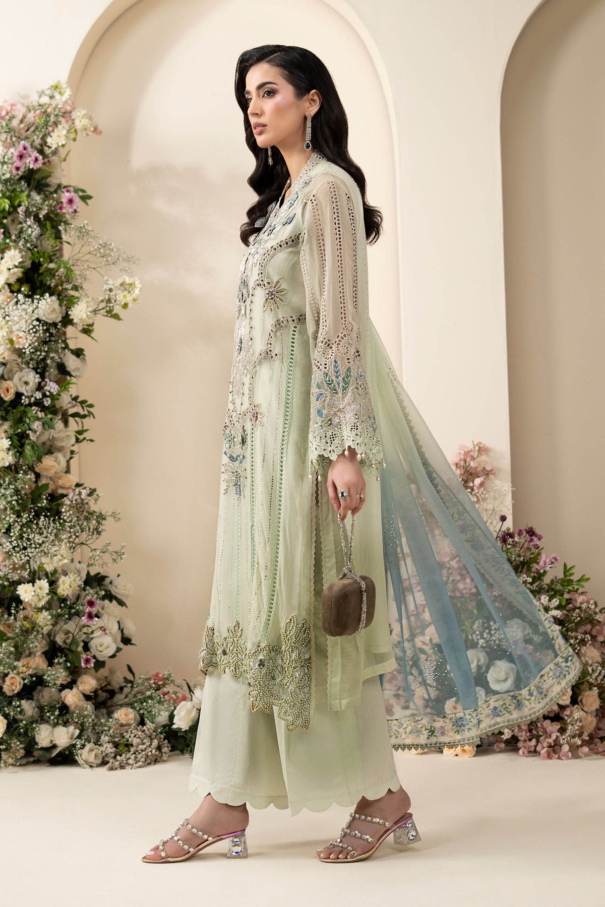3 Piece Embroidered Chiffon Suit - MCS2605-SML-POG