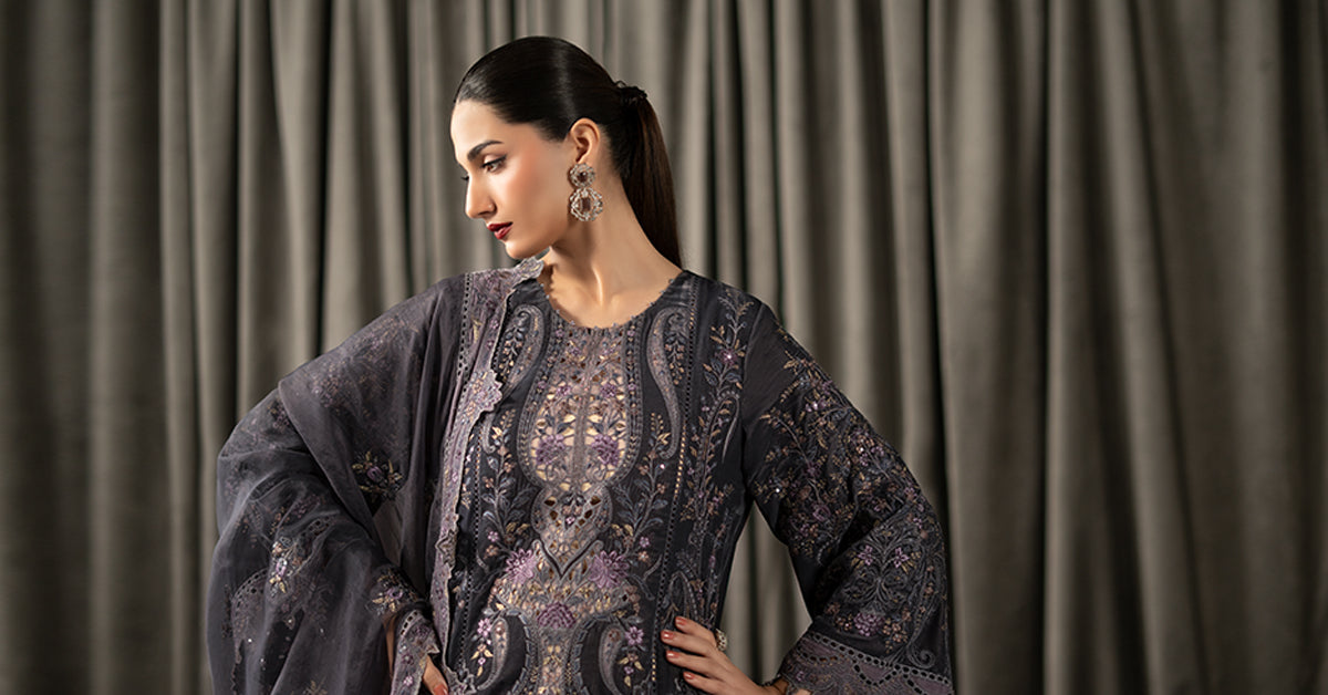 3 Piece Embroidered Velvet Suit