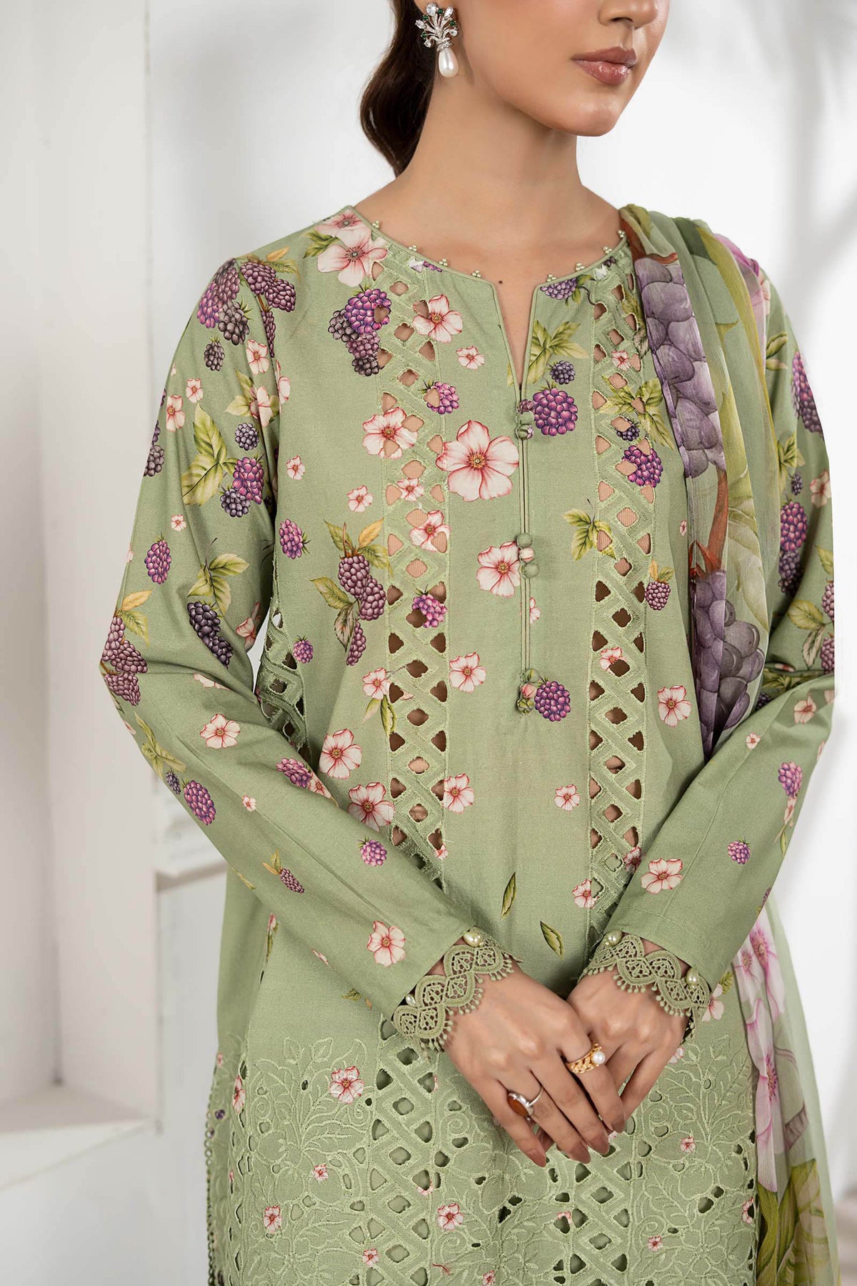 3 Piece Embroidered Cambric Suit