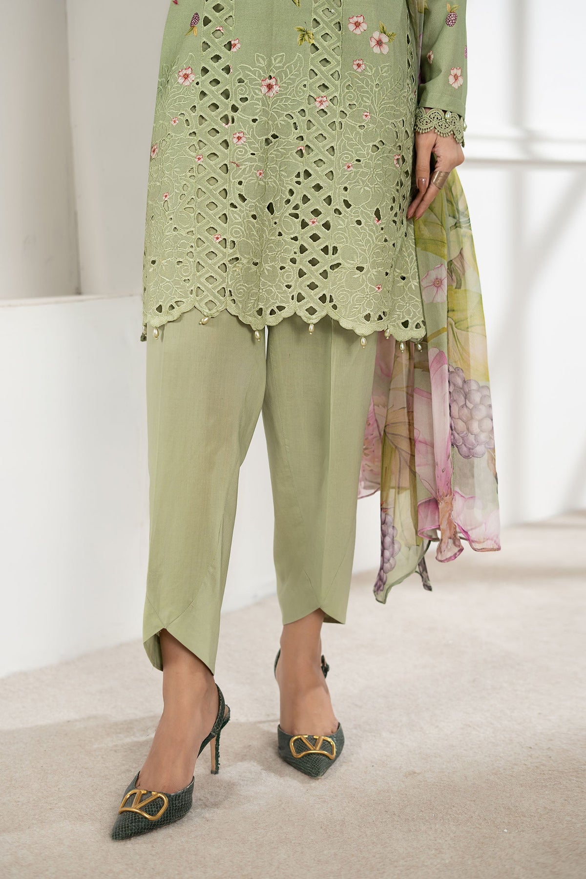 3 Piece Embroidered Cambric Suit