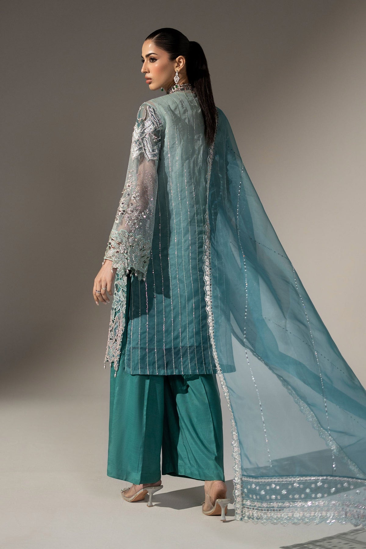 3 Piece Embroidered Organza Suit