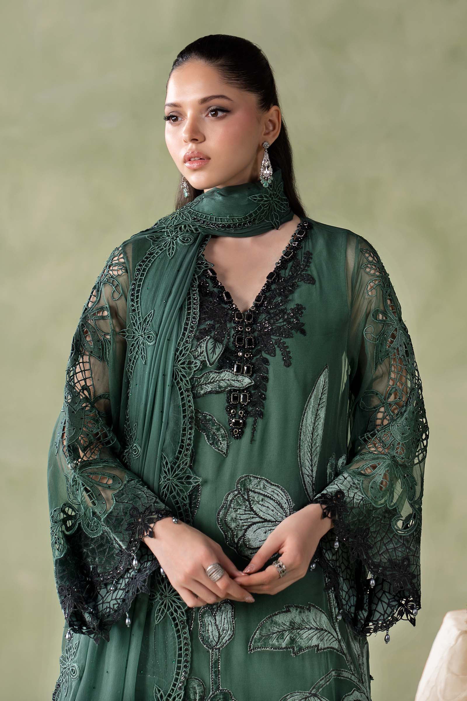 3 Piece Embroidered Chiffon Suit (MCS-26-207)