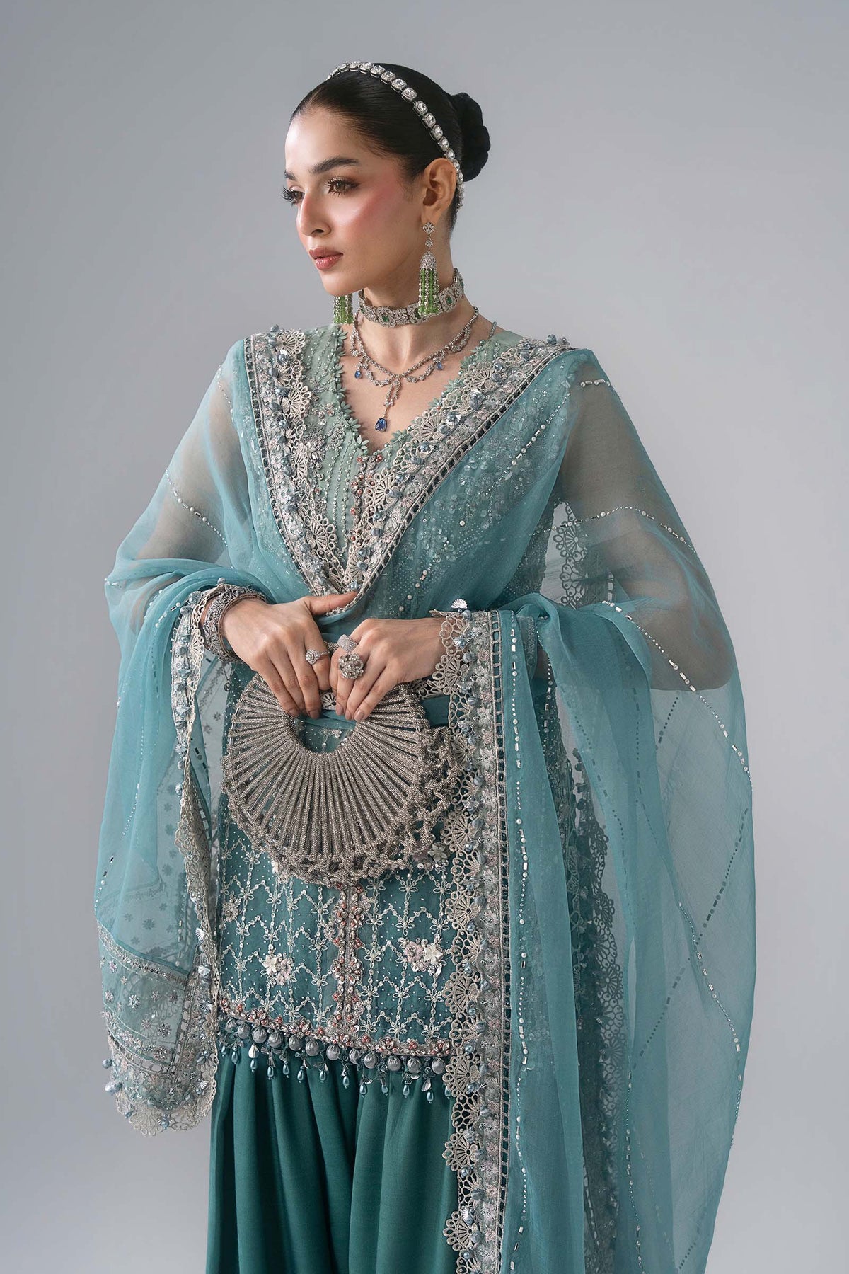 3 Piece Unstitched Embroidered Organza Suit