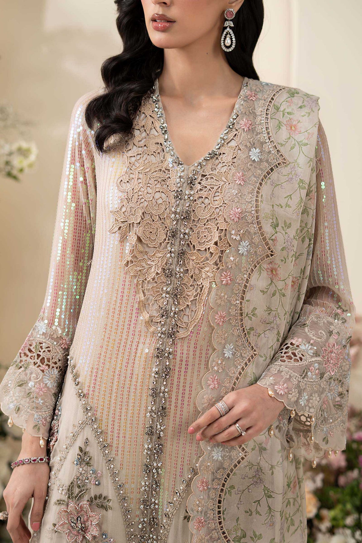 3 Piece Embroidered Chiffon Suit