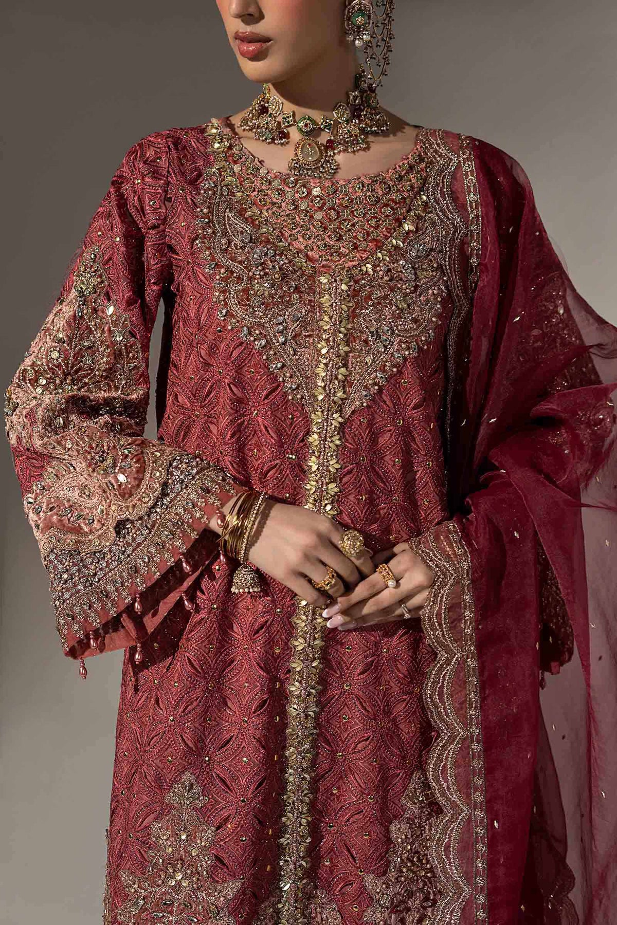 3 Piece Embroidered Organza Suit