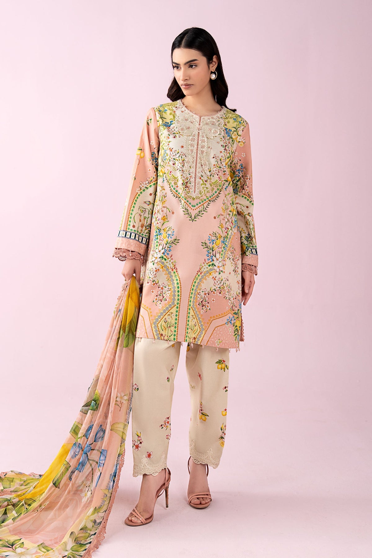 3 Piece Embroidered Lawn Suit - MS2908A-SML-00A