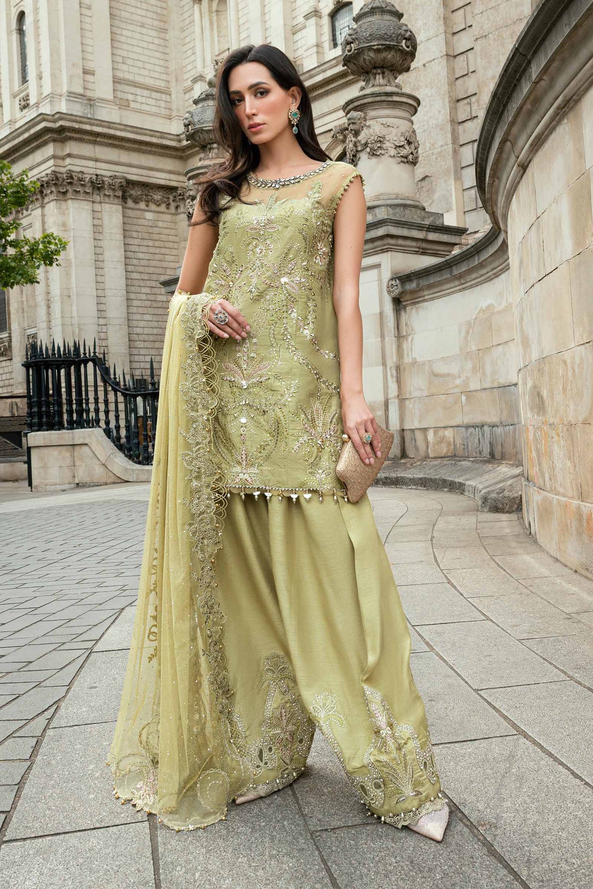 3 Piece Unstitched Embroidered Raw Silk Suit