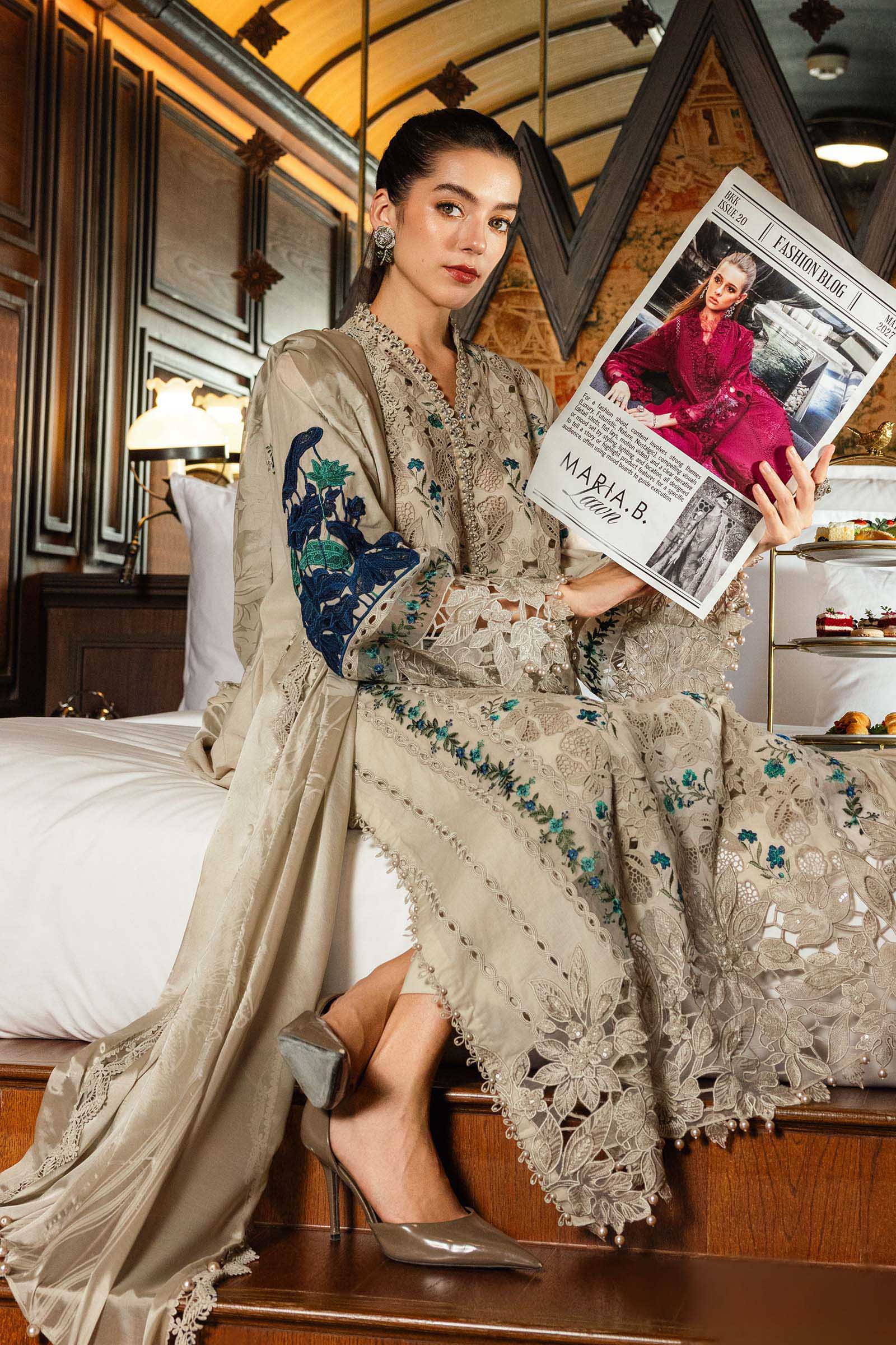 3 Piece Unstitched Embroidered Lawn Suit