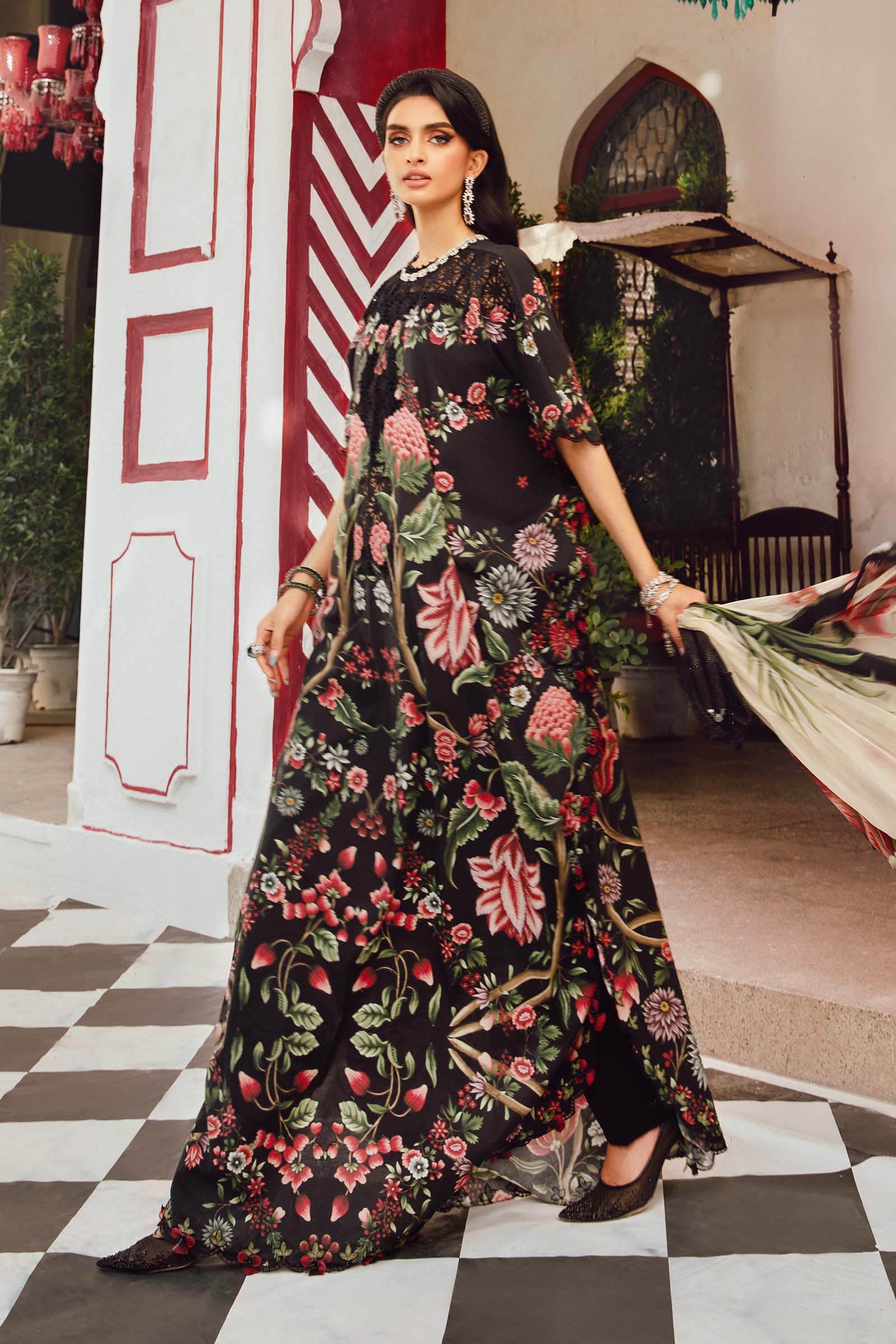 3 Piece Unstitched Embroidered Cambric Suit | MPT-2709-B