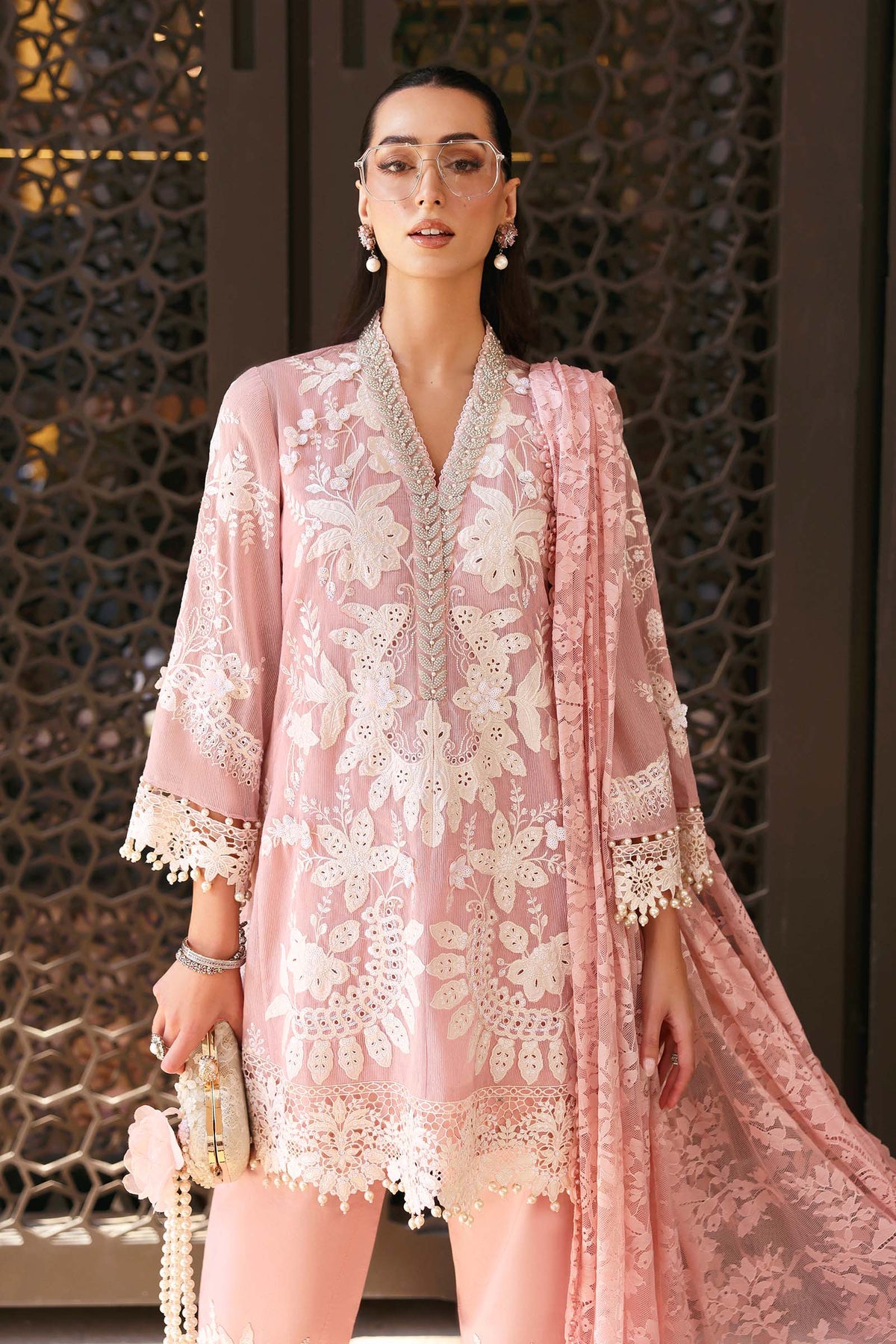 3 Piece Unstitched Embroidered Lawn Karandi Suit