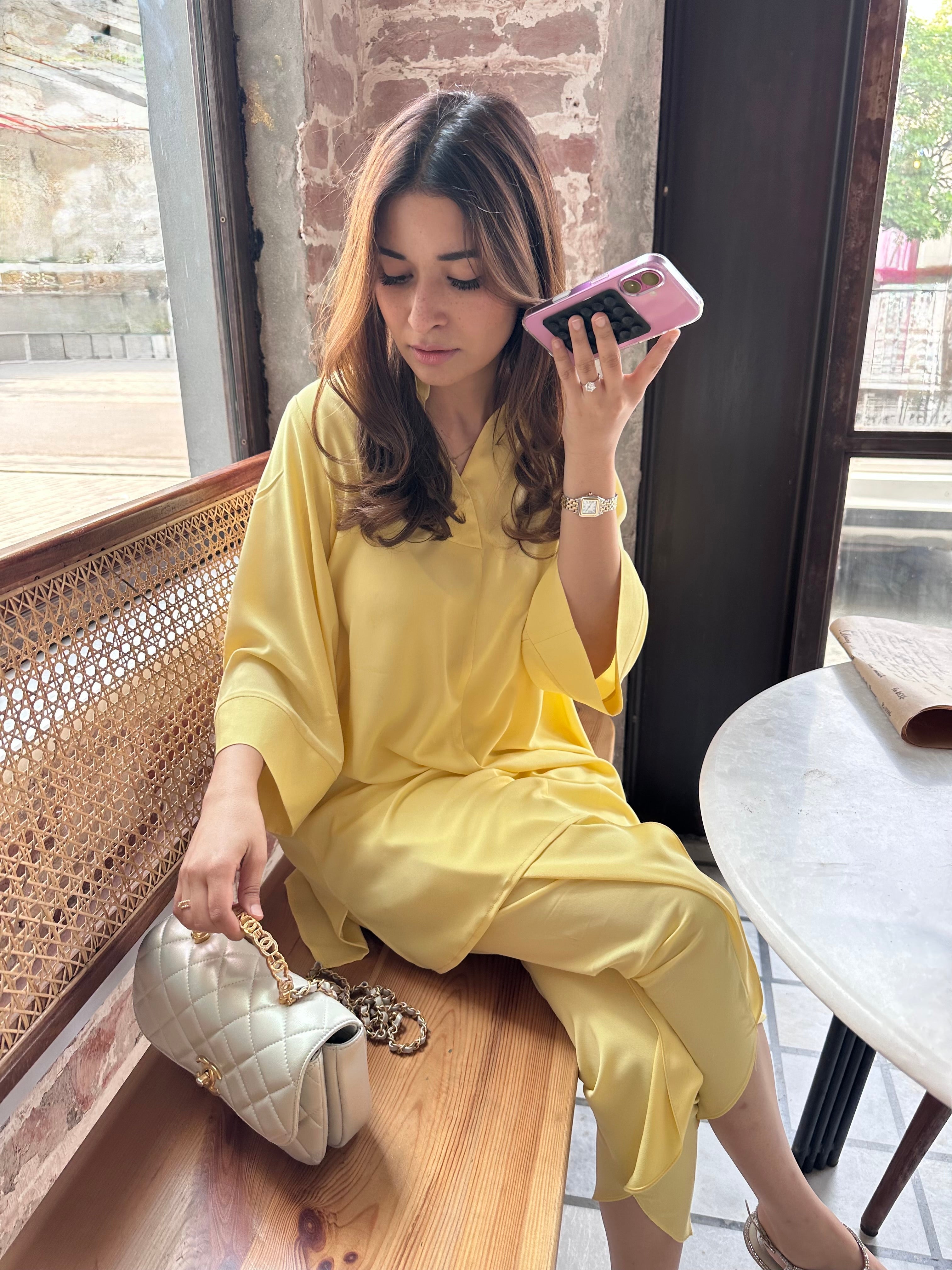 Butter Yellow Toby Tunic with Tulip Shalwar