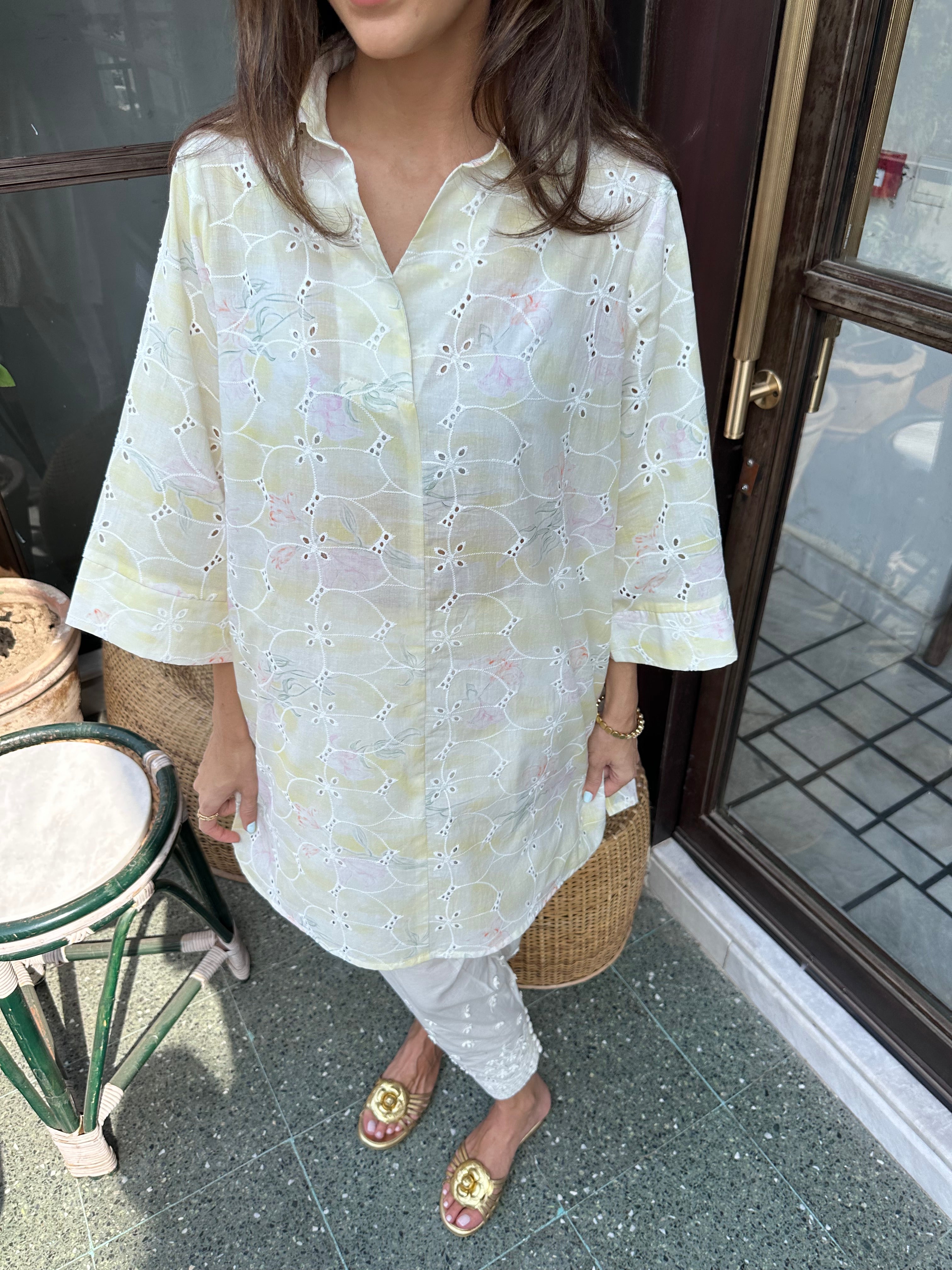 Yellow Lawn Toby Tunic with Skinny / Tulip Shalwar