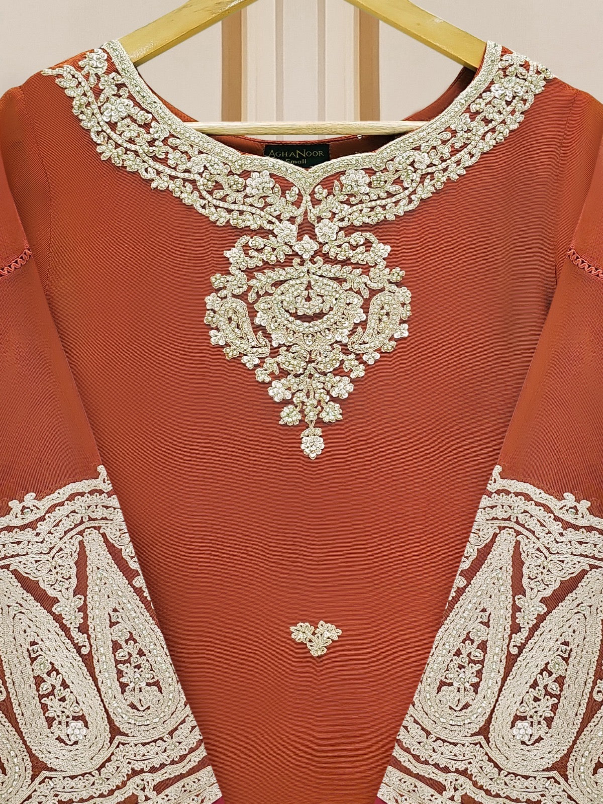 3 Piece - Pure Cotton Net Embroidered Suit S109746