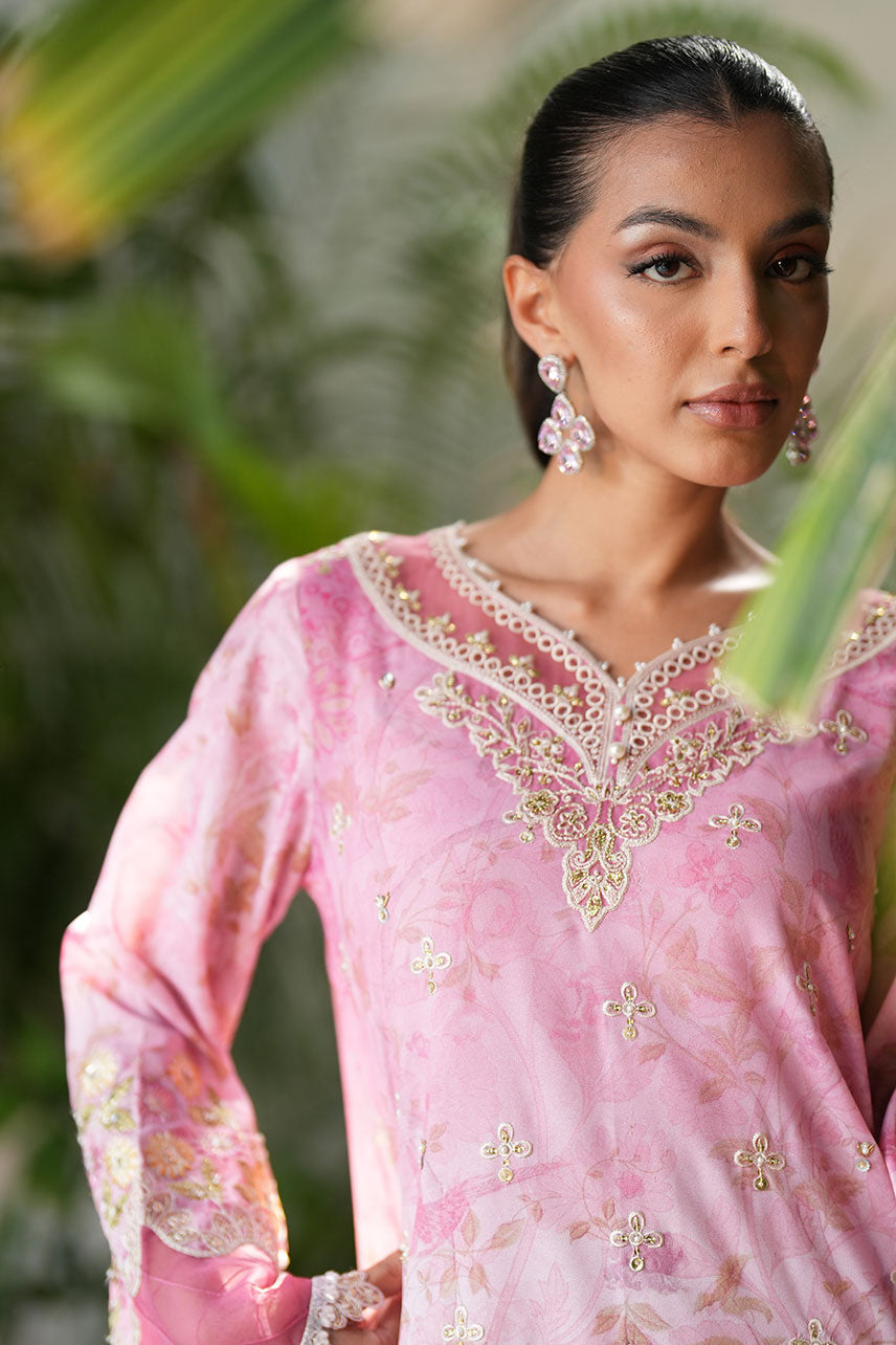 SS25DA-2756 PINK 2PCS EMBROIDERED KURTA WITH TROUSER