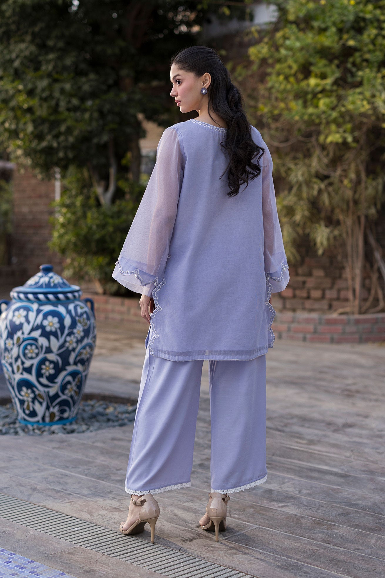 SS25DA-2769 LAVENDER 2PCS EMBROIDERED KURTA WITH TROUSER