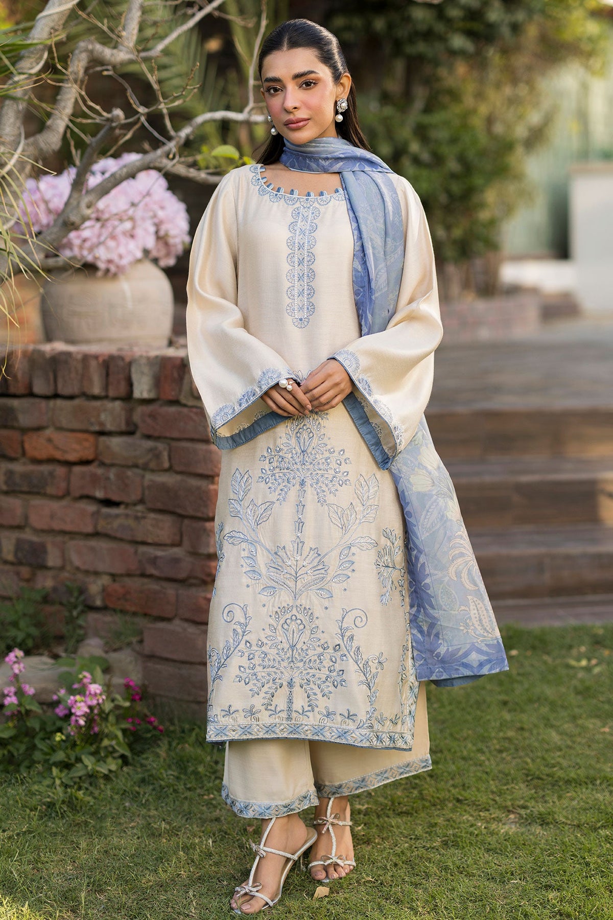 SS25DD-2774 GREY PRINTED DUPATTA