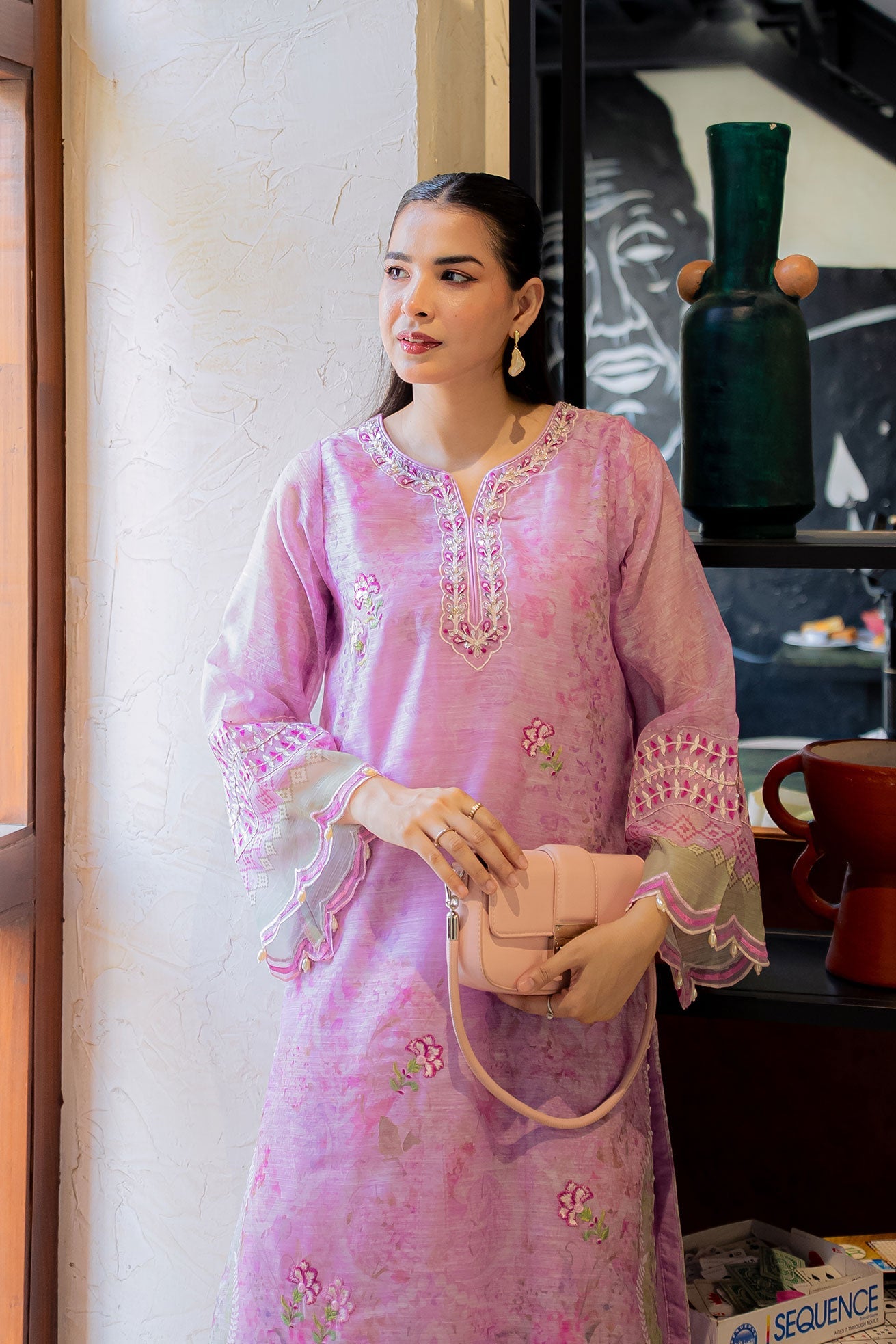 FW25DA-2861 LILAC 2PCS EMBROIDERED KURTA WITH TROUSER