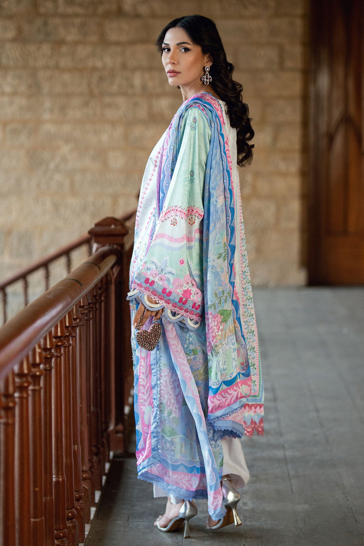 SS26DA-2899 L-GREEN 2PCS HAND EMBELLISHED KURTA WITH TROUSER