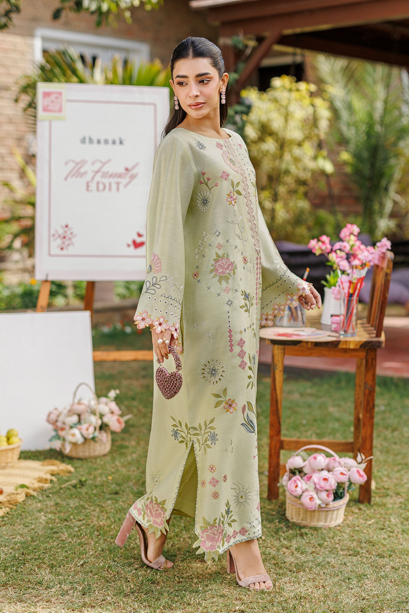 SS26DA-2904 MINT GREEN 2PCS EMBROIDERED KURTA WITH TROUSER