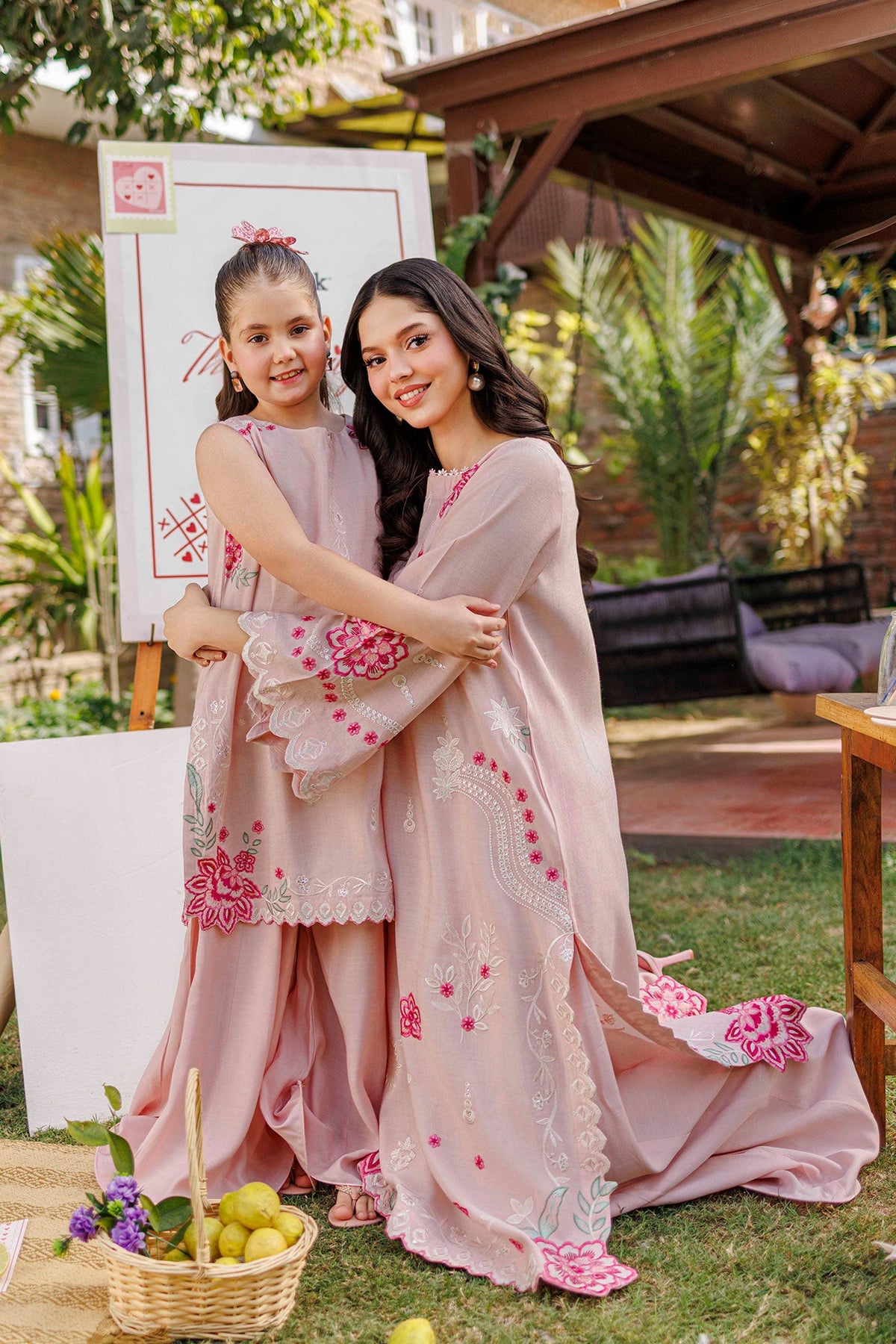 SS26DA-2906 PINK 2PCS EMBROIDERED KURTA WITH TROUSER