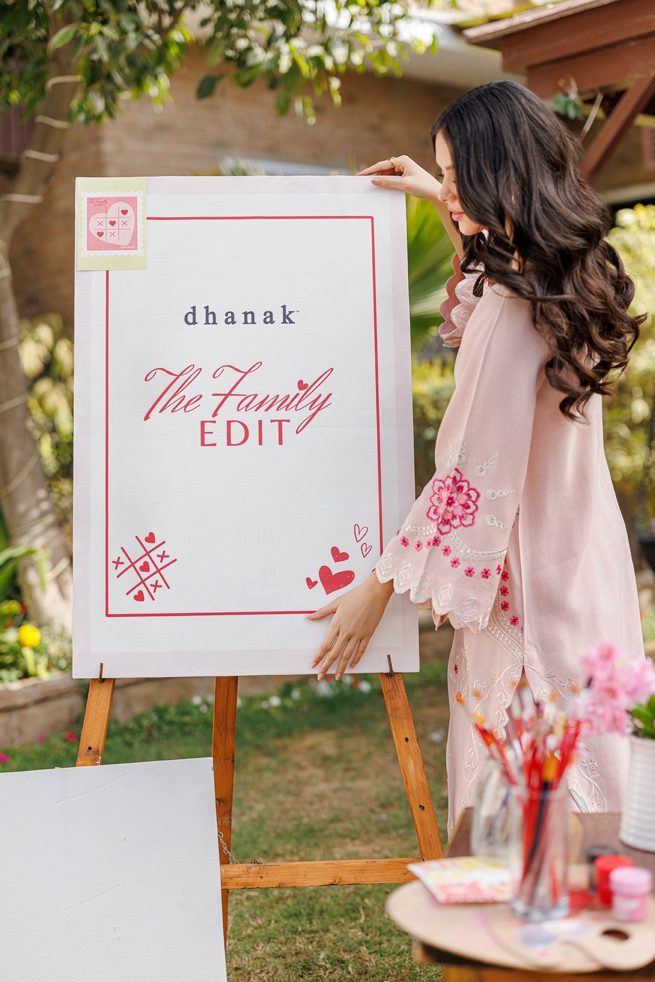 SS26DA-2906 PINK 2PCS EMBROIDERED KURTA WITH TROUSER