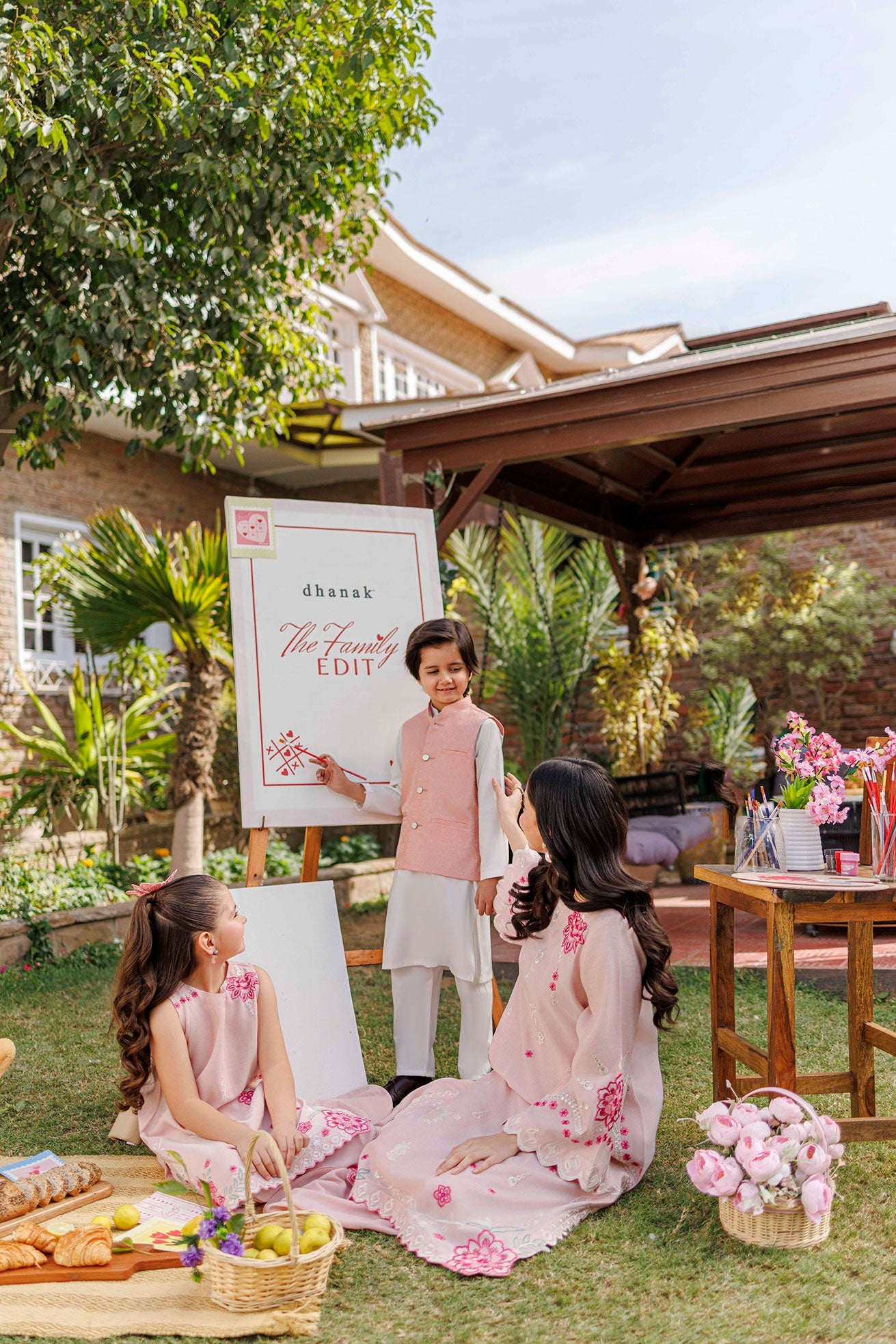 SS26DA-2906 PINK 2PCS EMBROIDERED KURTA WITH TROUSER