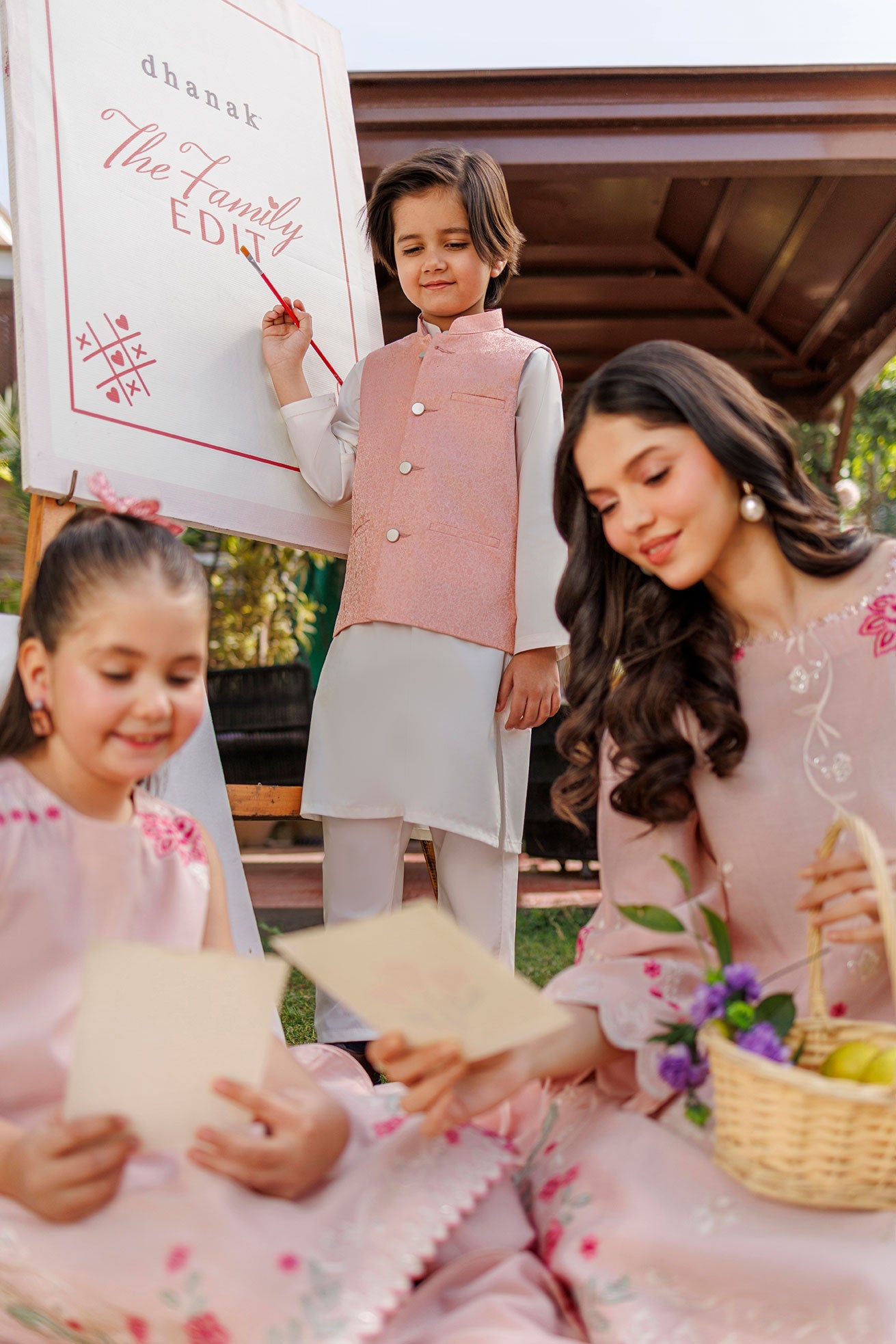 SS26DA-2906 PINK 2PCS EMBROIDERED KURTA WITH TROUSER