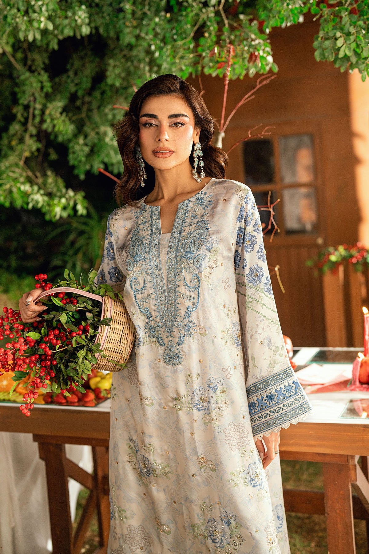 SS26DA-2913 OFF WHITE - SILK TUNIC - 1PCS HAND EMBELLISHED KAFTAN