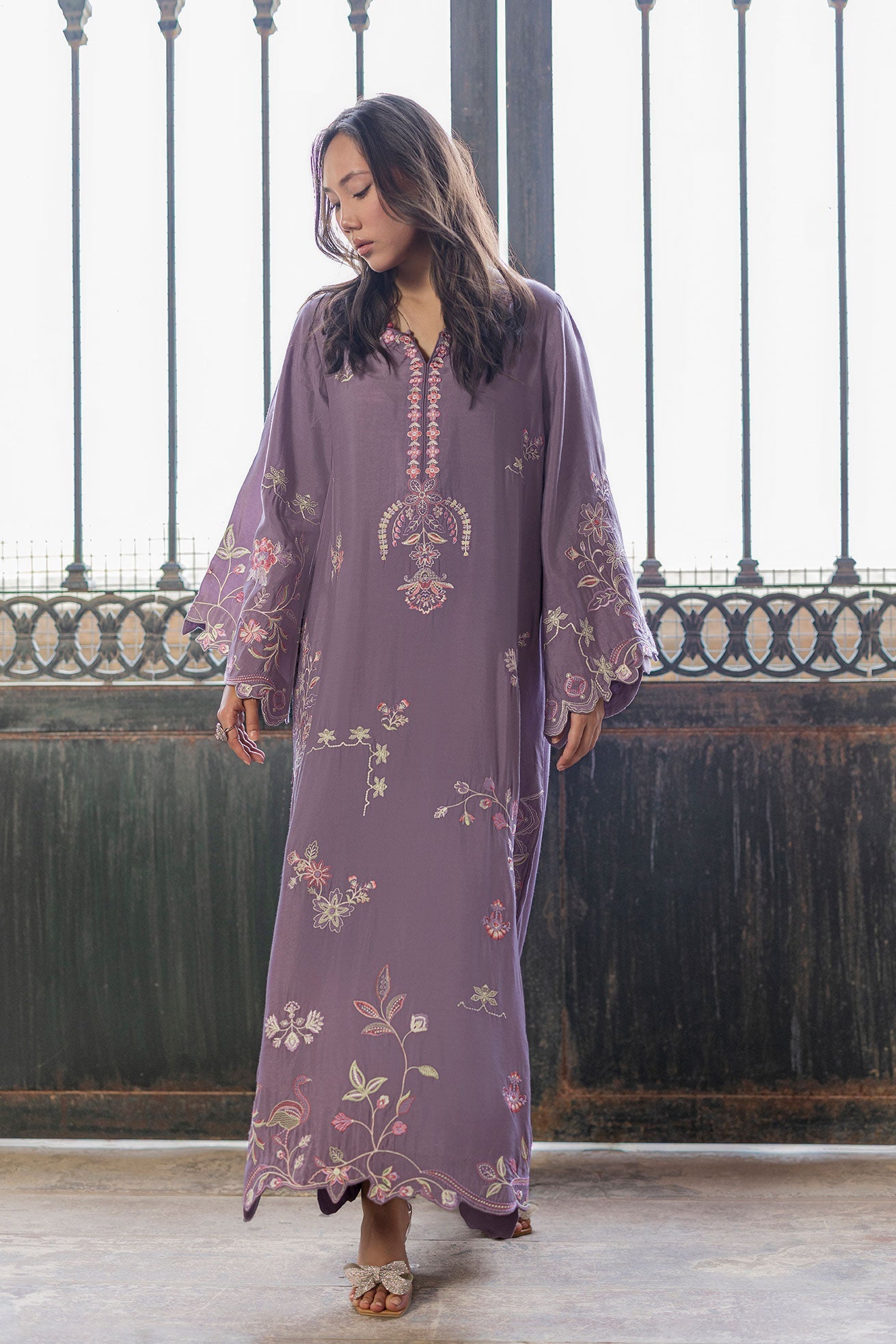 SS26DA-2919 LILAC - 1PCS - EMBROIDERED KAFTAN