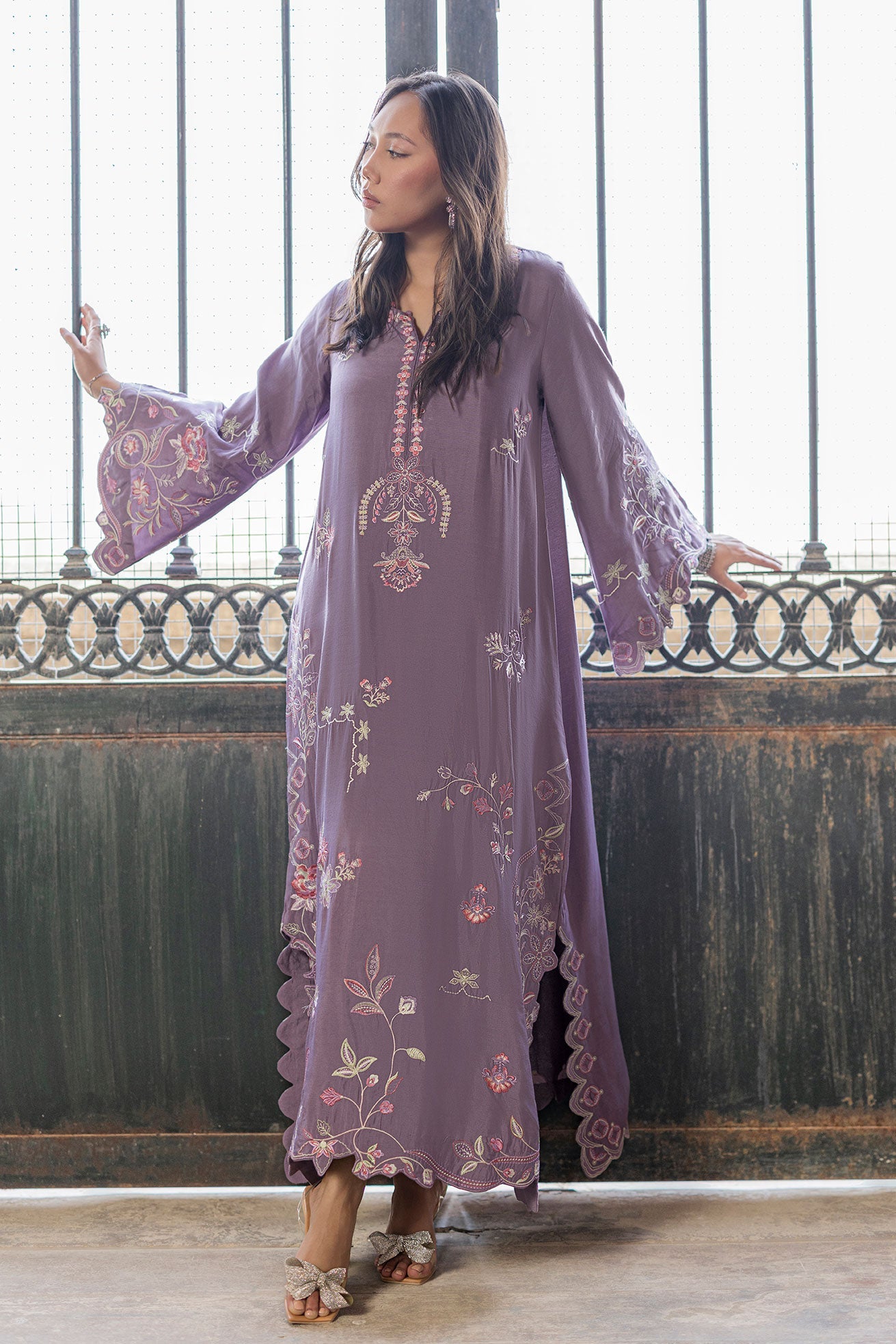 SS26DA-2919 LILAC - 1PCS - EMBROIDERED KAFTAN