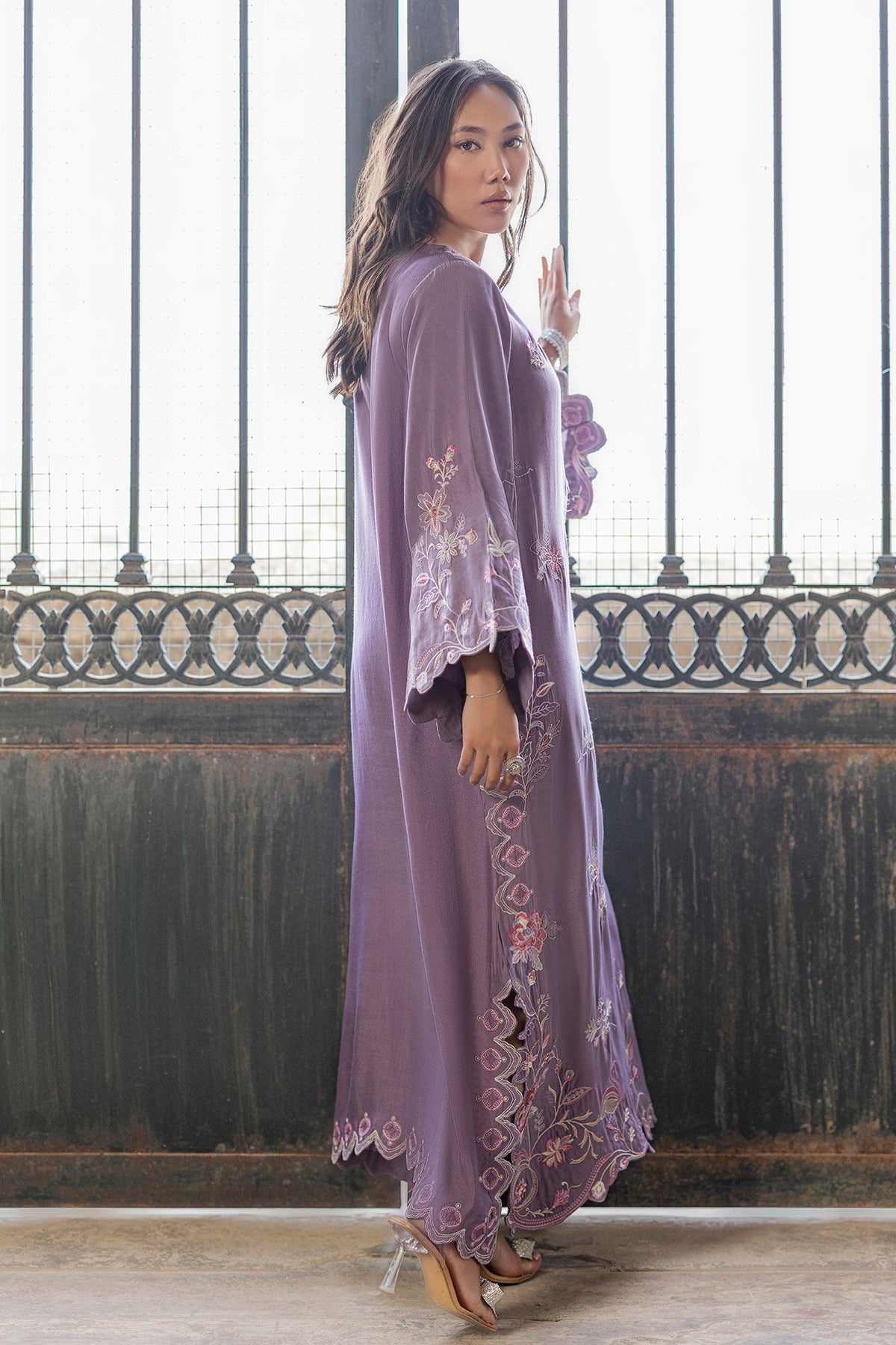 SS26DA-2919 LILAC - 1PCS - EMBROIDERED KAFTAN