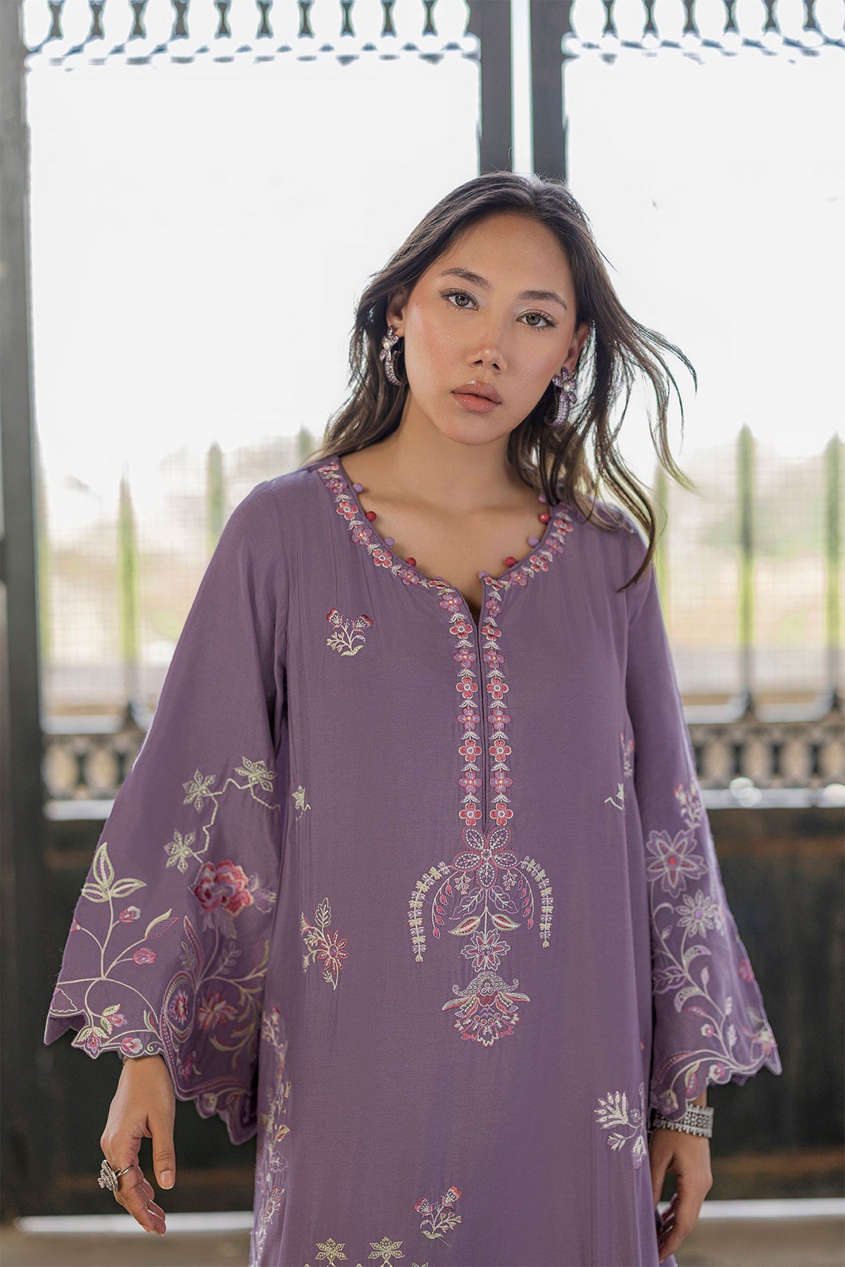 SS26DA-2919 LILAC - 1PCS - EMBROIDERED KAFTAN