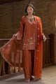 Ss26Da-2927 Rust 2Pcs Embroidered Kurta With Trouser
