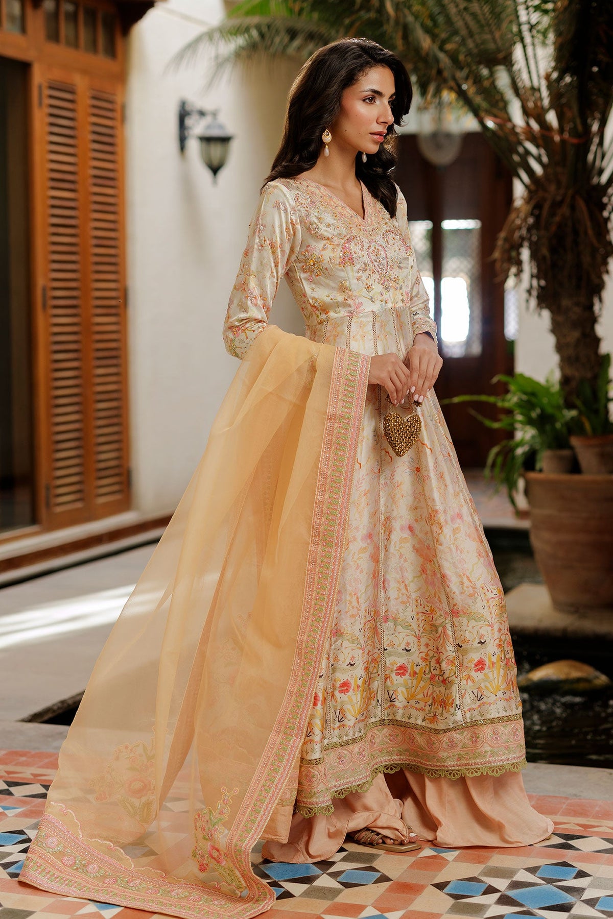 SS26DD-2932 PEACH EMBROIDERY DUPATTA