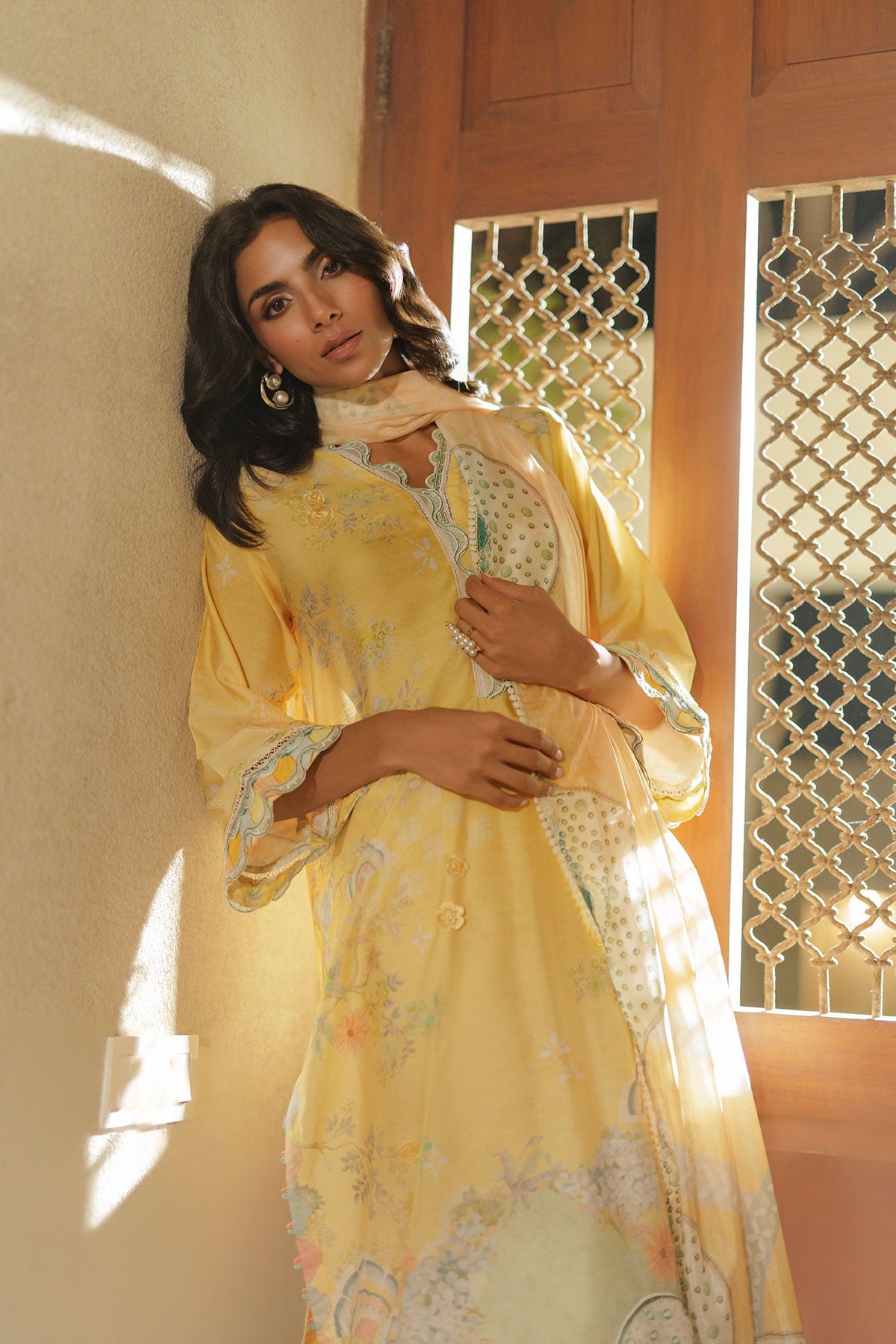 DUPATTA: SS26DD-2941 YELLOW PRINTED DUPATTA
