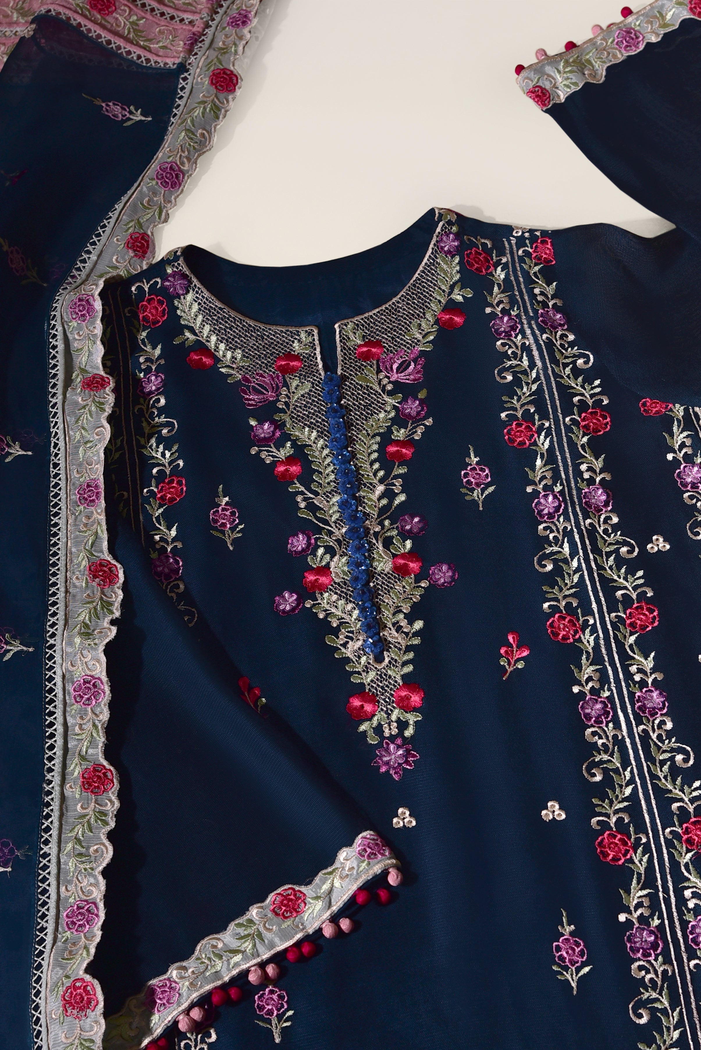 Blue Sapphire Embroidered
