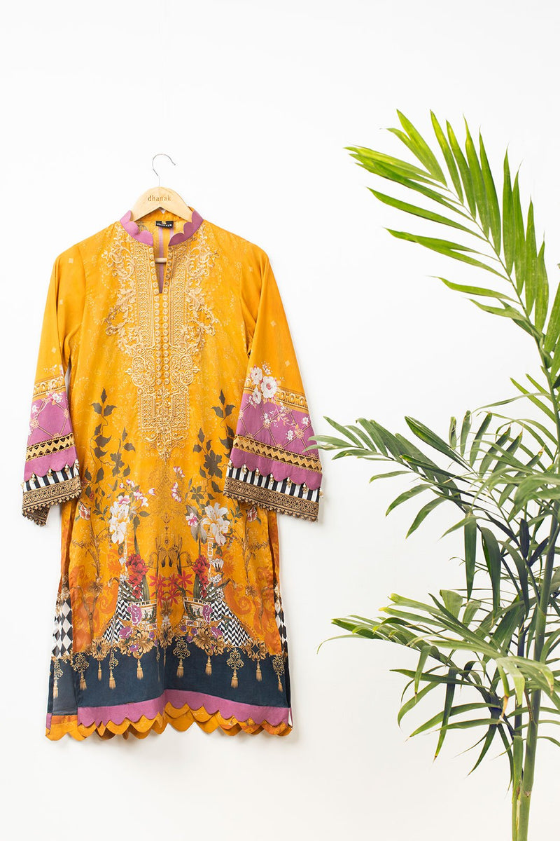 DC-0377 ORANGE EMBROIDERED KURTA