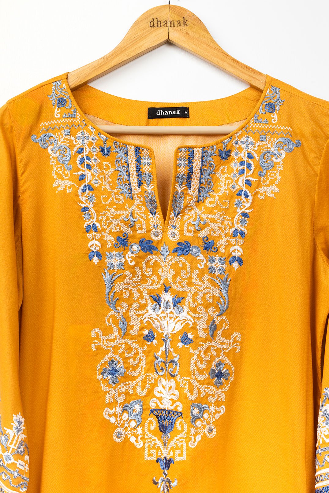 DC-0382 YELLOW EMBROIDERED KURTA