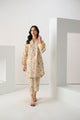 DC-2297 LEMON 2PCS PRINTED KURTA WITH TROUSER