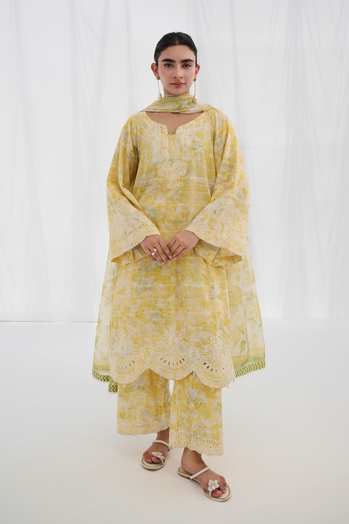 SS25DD-2555 YELLOW PRINTED DUPATTA