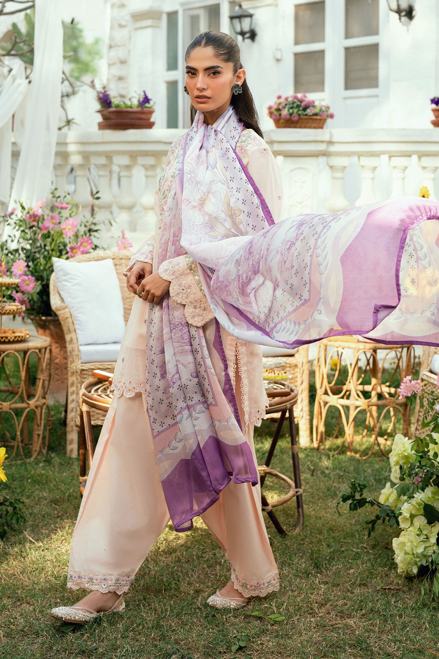 SS25DD-2576 PURPLE PRINTED DUPATTA