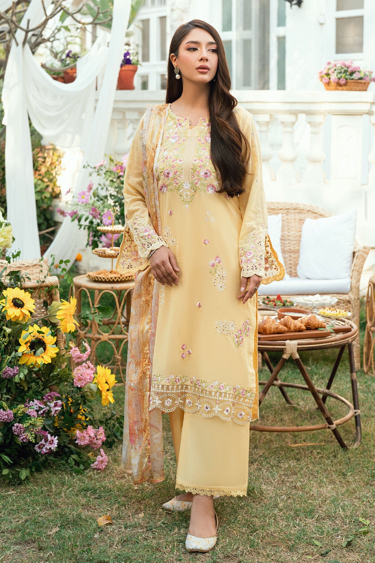 SS25DD-2578 YELLOW PRINTED DUPATTA