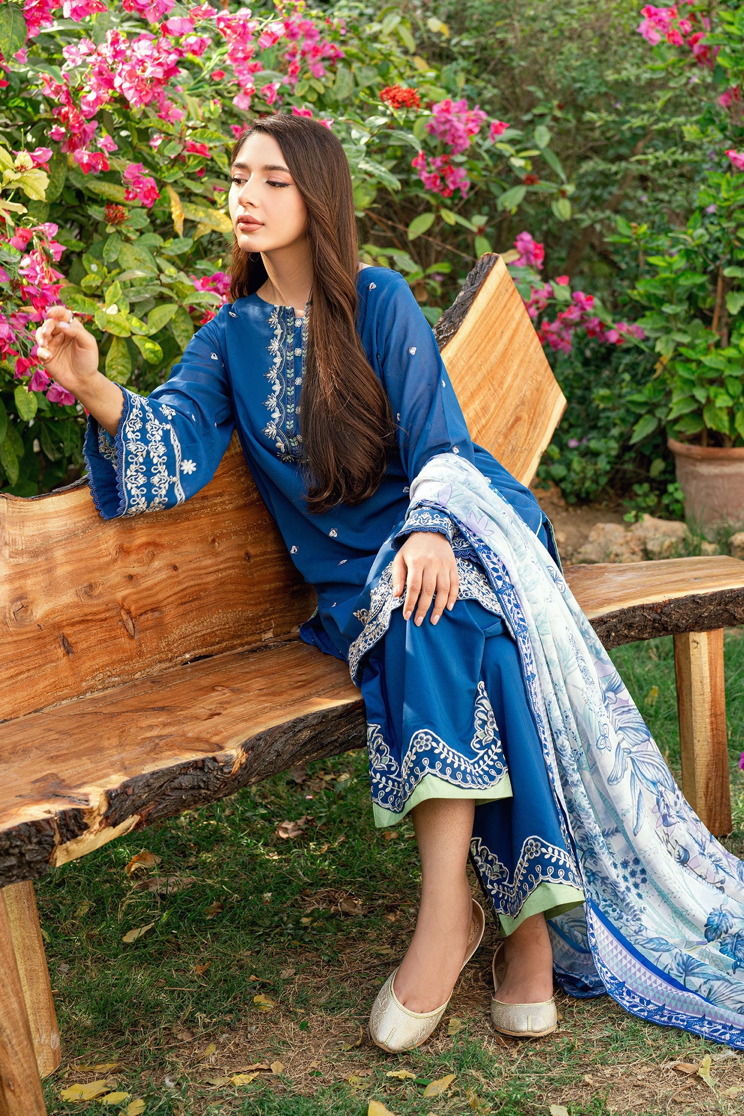 SS25DD-2580 BLUE PRINTED DUPATTA